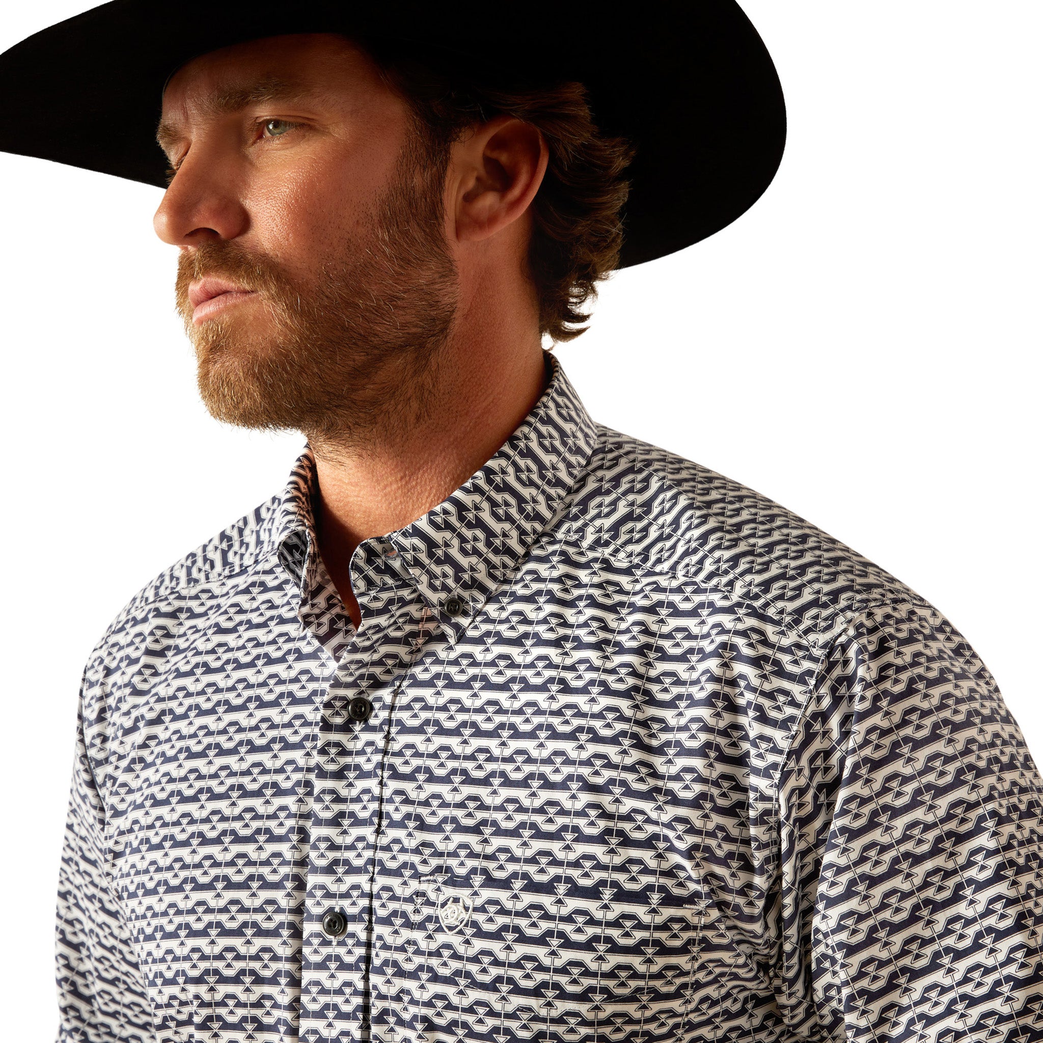 Ariat Men's Patton Black & White Long Sleeve Western Shirt for Cowboy, Ranch Work & Casual Wear - Durable Cotton Button-Up Shirt for Riding, Outdoor Activities & Everyday Style