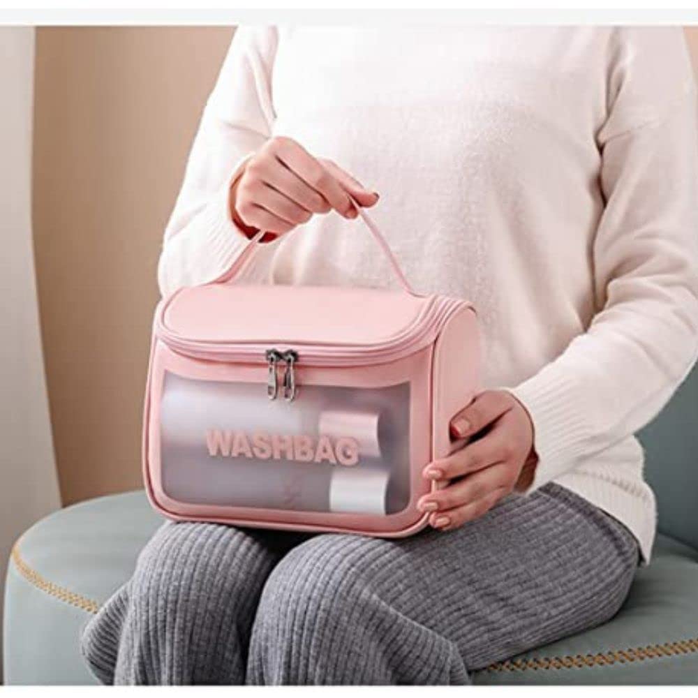 FreshDcart FDCA360 Large Waterproof Cosmetic Bag for Women - Multi-Functional Makeup Organizer Pouch Set, Travel Toiletry Storage Kit (Multicolor, Pack of 1) - Perfect for Travel, Gym, and Daily Beauty Essentials