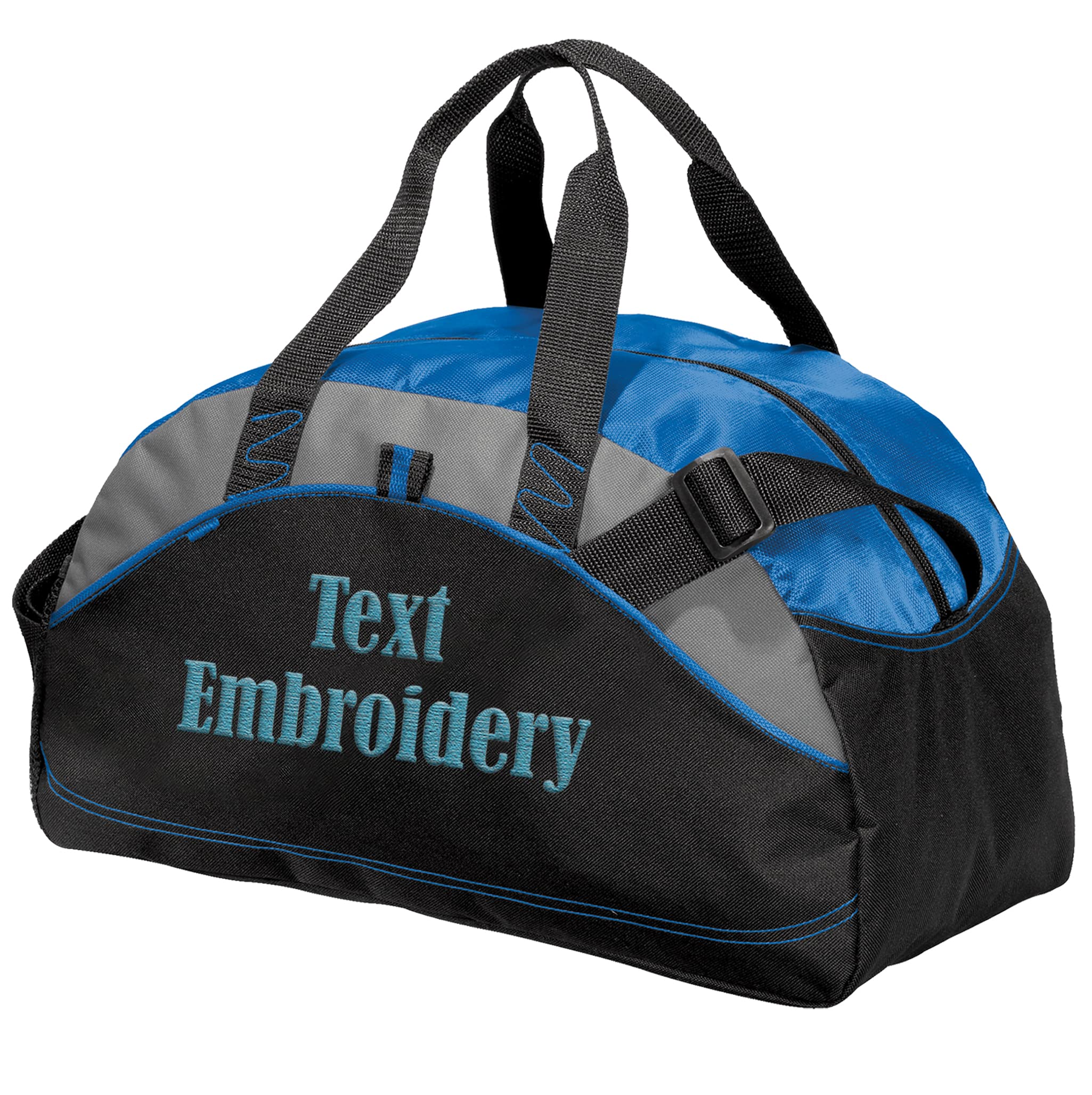 Custom Embroidered Sport Duffel Bag - Medium Size Water-Resistant Gym & Travel Bag with Contrast Trim (Royal Blue) - Perfect for Workouts, Weekend Trips & Sports Equipment Storage