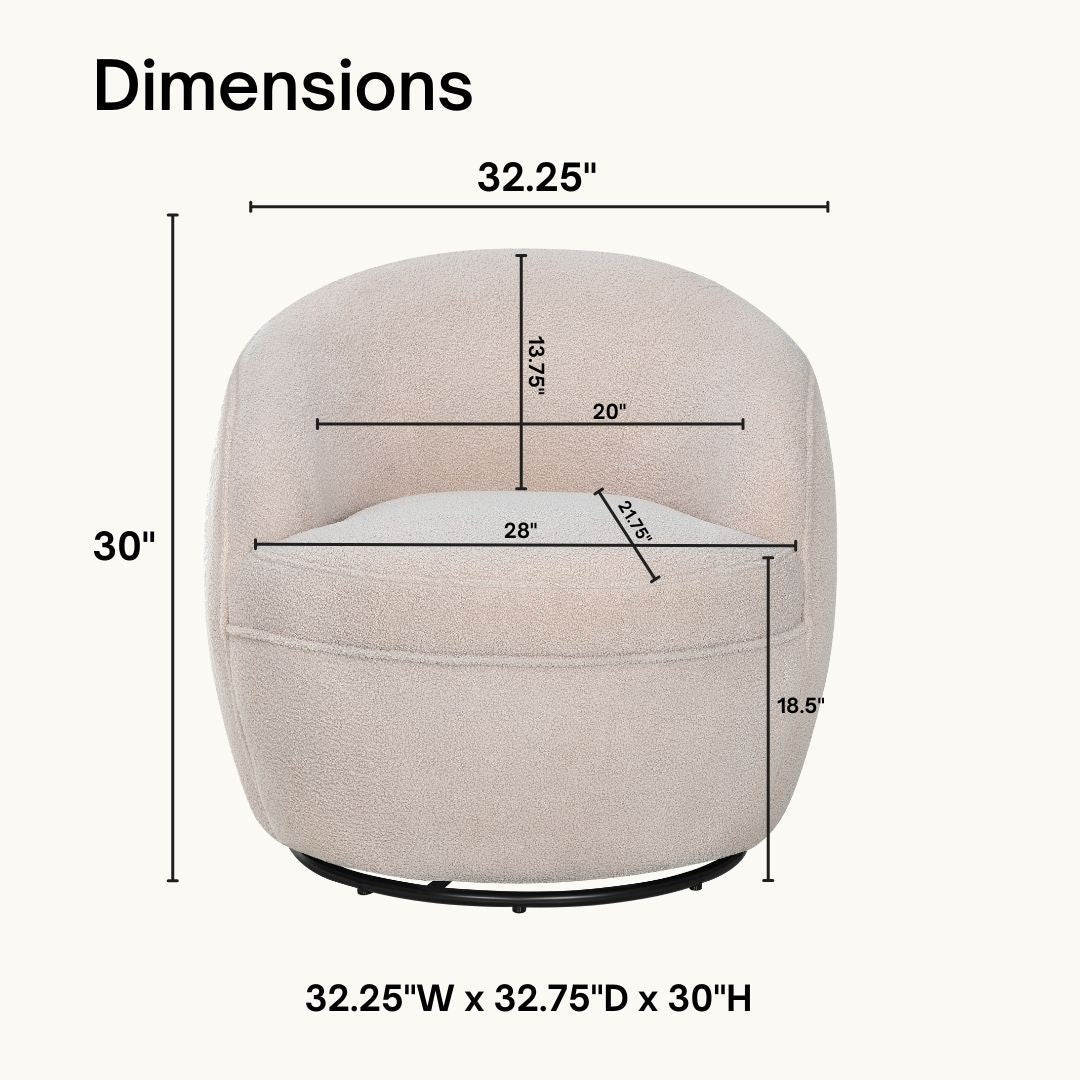 Roundhill Furniture Galleria 360 Swivel Faux Shearling Barrel Chair - Cozy Modern Accent Chair for Living Room, Bedroom & Office - Perfect for Reading, Relaxing & Home Decor