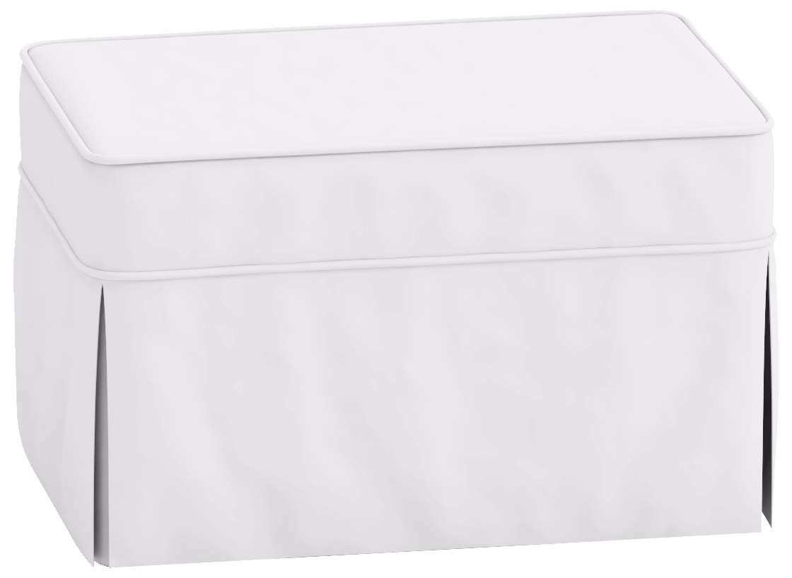 Pottery Barn PB Basic Ottoman Slipcover - Dense Cotton Replacement Cover for Sofa Footstool (Basic White) | Perfect for Living Room Decor, Home Staging & Furniture Protection