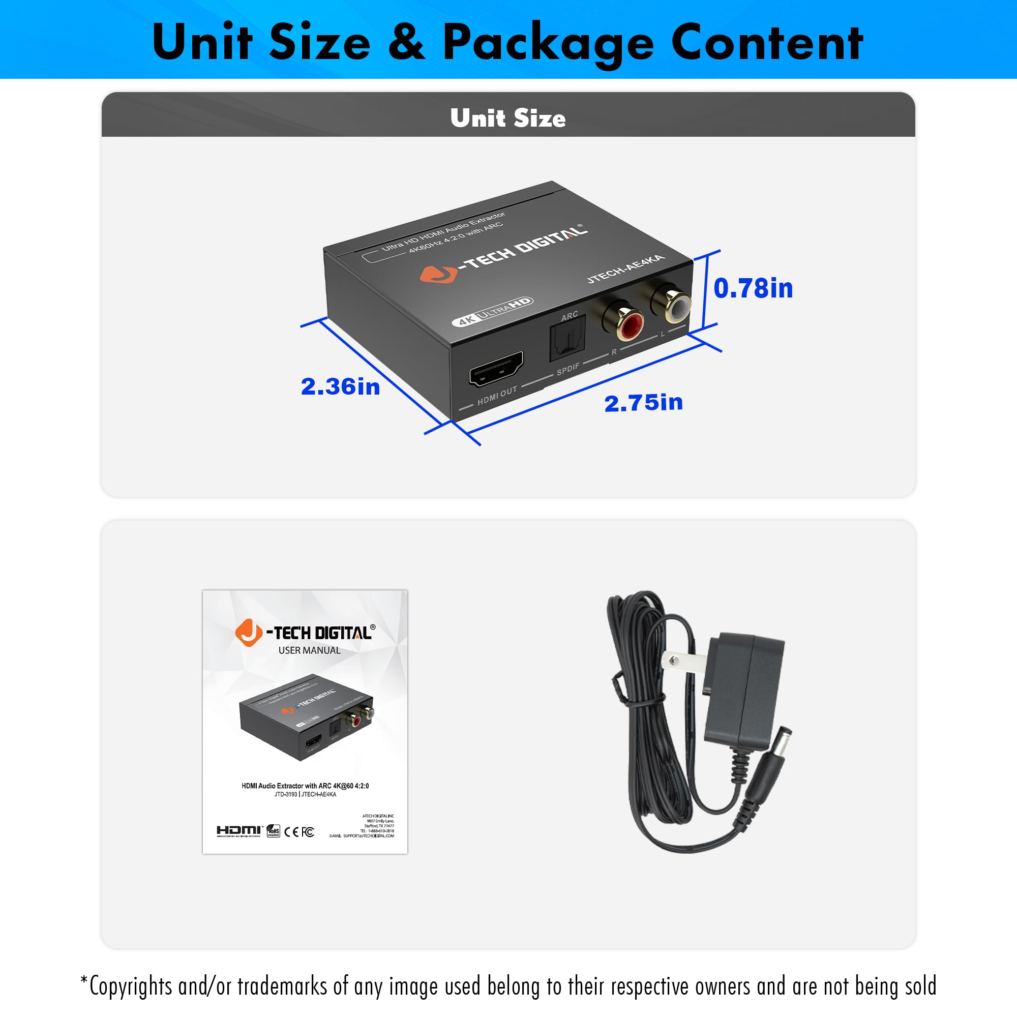 J-Tech Digital HDMI Audio Extractor 4K 60Hz with ARC Support | HDMI to RCA/Optical Converter | Dolby Digital DTS Stereo Audio | Compatible with Laptop, Blu-Ray, PS5, Xbox, Nintendo Switch | Perfect for Home Theater & Gaming Setup (JTECH-AE4KA)