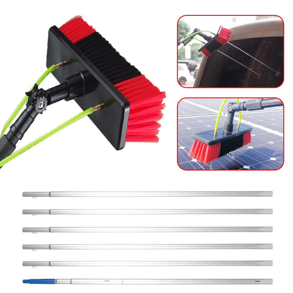 FIKNEE 26FT Water Fed Pole Window Cleaning Kit with Brush - Aluminum Telescopic Outdoor Window Cleaner for Glass & Solar Panels - Perfect for High-Rise Buildings, Residential Homes, and Commercial Properties