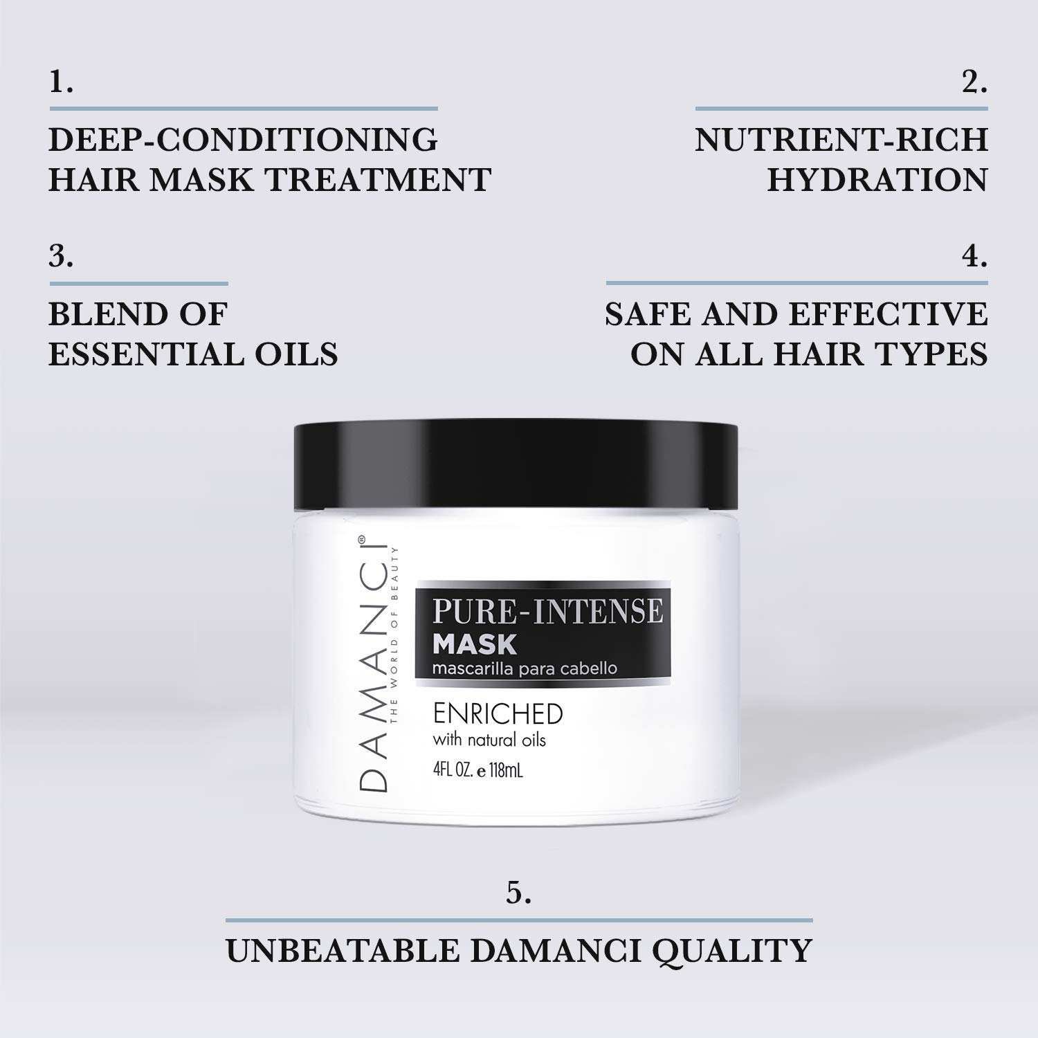 Pure Intense Keratin Hair Mask for Damaged & Dry Hair - Deep Conditioning Treatment for Hair Growth & Repair - 4oz Hair Care Mask (Mascarilla para el Cabello) - Perfect for Salon-Quality Treatment at Home