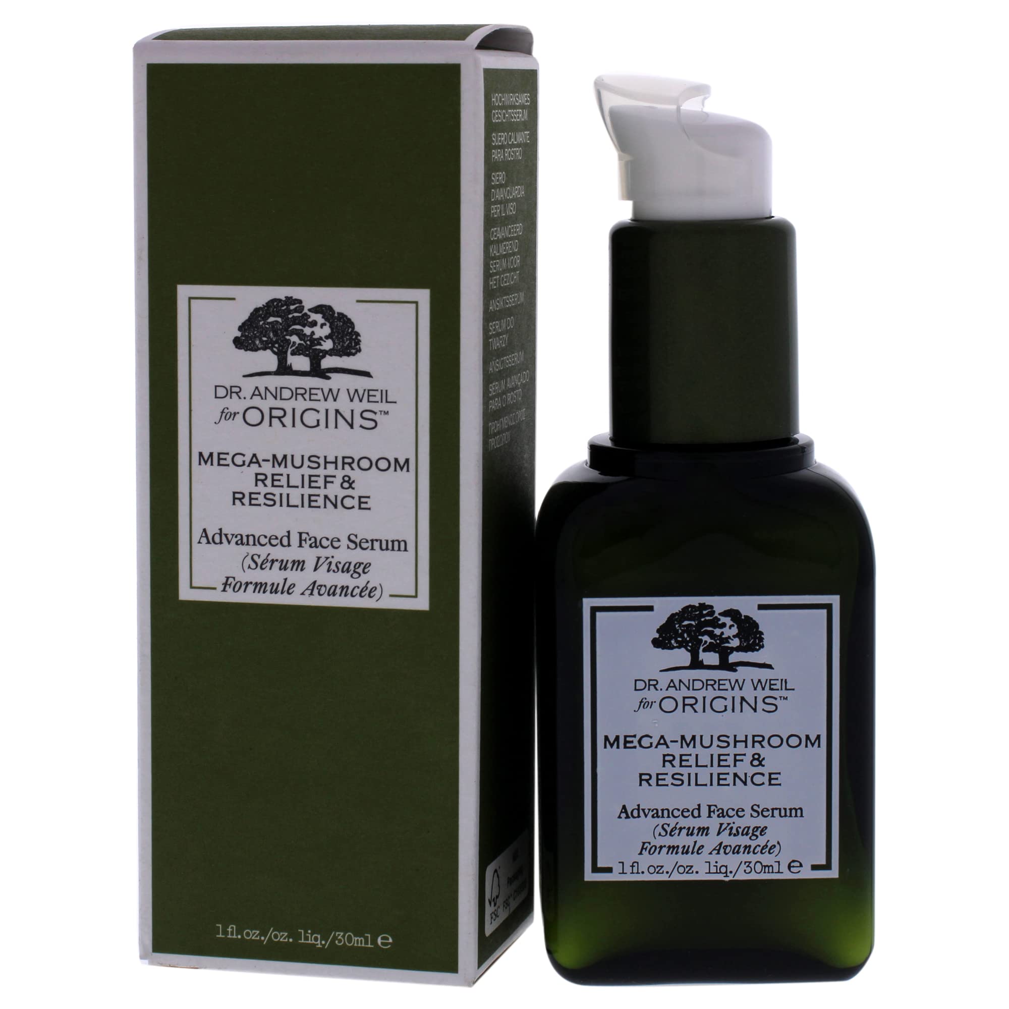 Origins Mega-Mushroom Relief & Resilience Advanced Face Serum for Women - 1 oz Anti-Aging Hydrating Facial Serum for Dry, Sensitive Skin - Perfect for Daily Skincare Routine & Nighttime Use