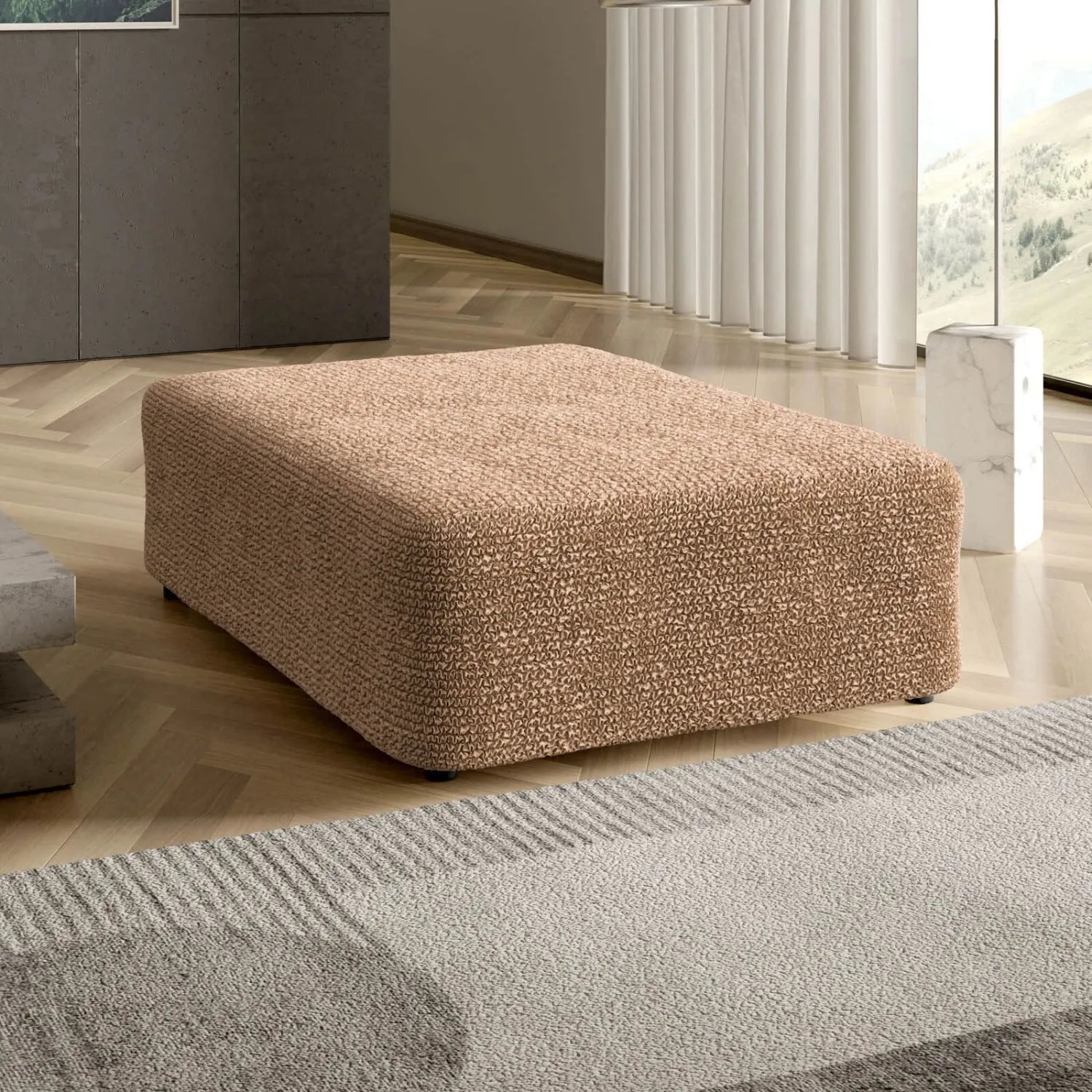 Large Ottoman Slipcover - Microfiber Collection for Living Room, Bedroom & Home Decor | Washable & Durable Furniture Cover