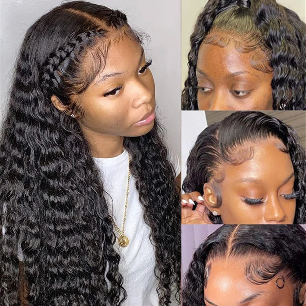 Healthair 250% Density Deep Wave 360 Lace Front Wig - 20 Inch Human Hair HD Lace Remy Ponytail Wig with Wet & Wavy Curls | Perfect for Daily Wear, Cosplay, and Special Occasions