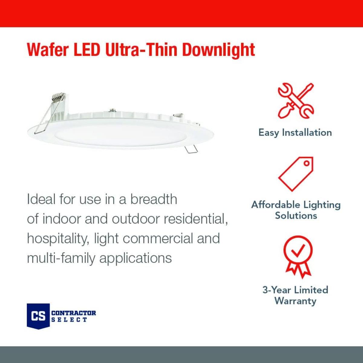 4 Pack Ultra Thin LED Recessed Lights - 700 Lumens, Dimmable & Selectable CCT (2700K-5000K), Black Finish - Perfect for Kitchen, Living Room, Bedroom & Office Lighting