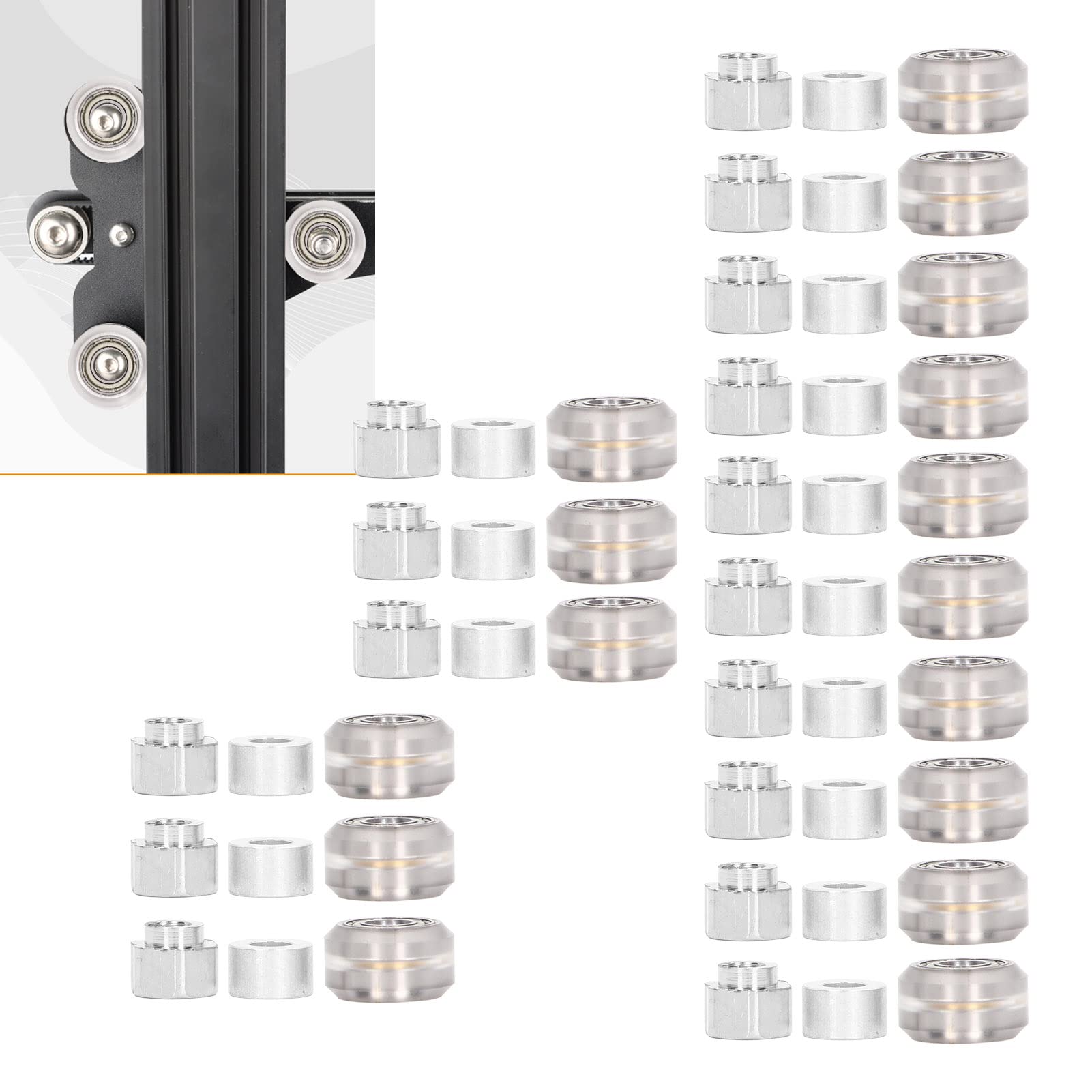 Hilitand 3D Printer POM Pulley Wheel Set with Rubber Bearing & Eccentric Spacer - Smooth Motion for Creality Ender 3, CR-10 - Upgrade Your 3D Printing Precision (Transparent Pulley)