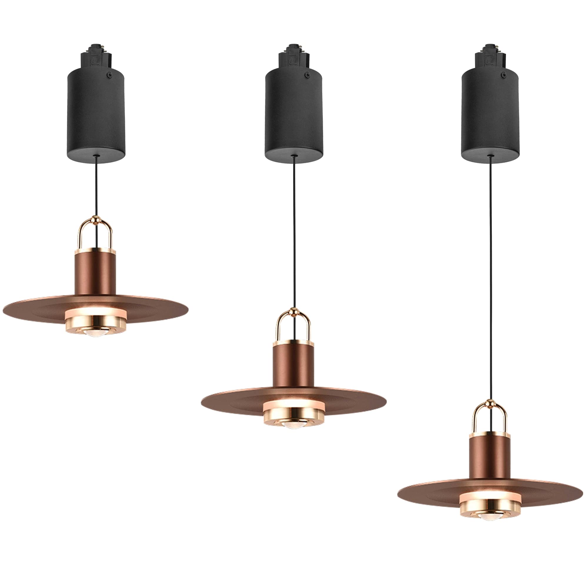 10W Adjustable Levitating Track Pendant Light - H-Type Retractable Lift System with Aluminum Shade | 3000K Warm White | Adjustable Length (Up to 3 Lights) | Modern Kitchen Island Lighting for Dining Room, Bar & Restaurant Decor
