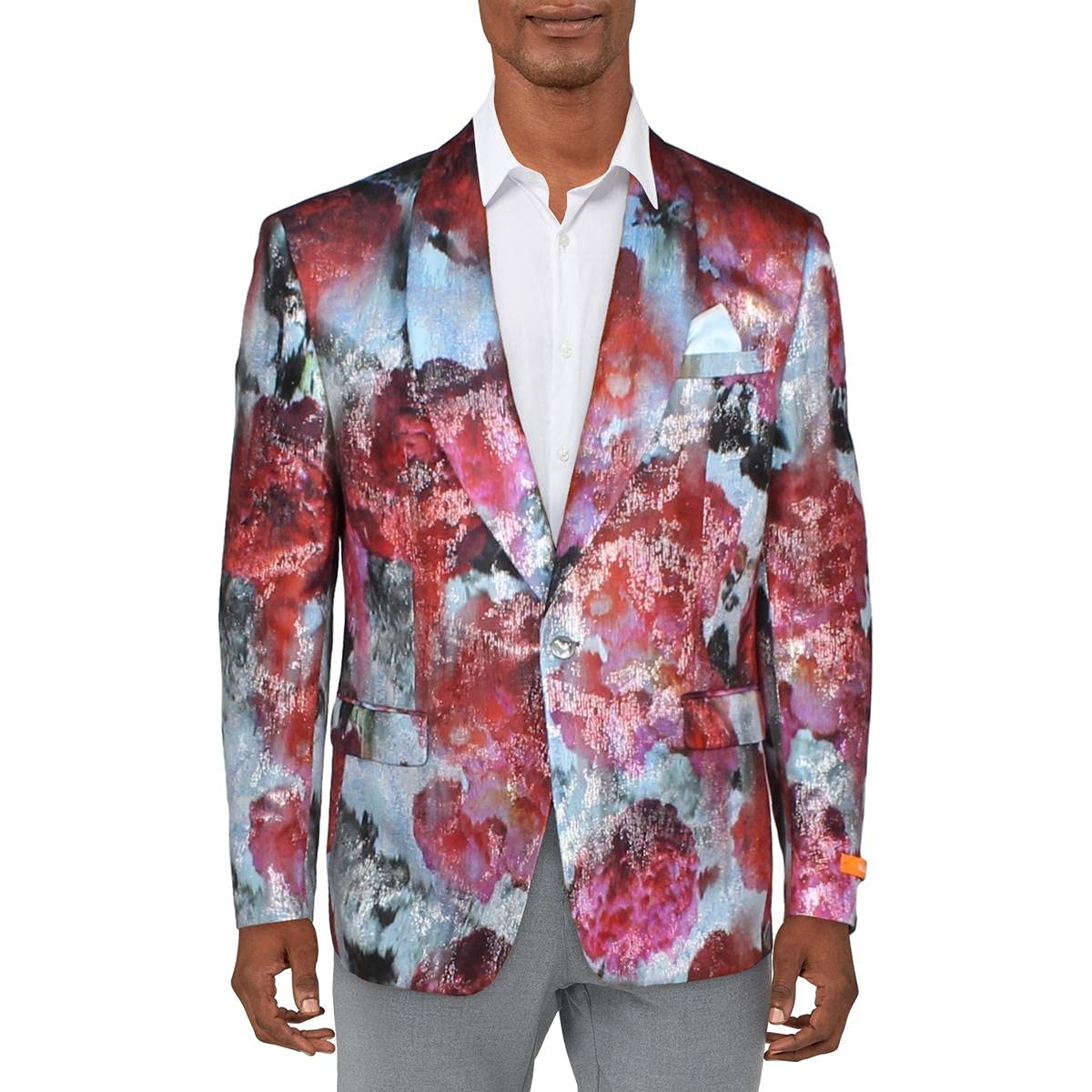 Tallia Men's Vibrante Metallic Sportcoat - Single Button Blazer in Pink | Formal & Business Attire for Weddings, Parties & Office Wear