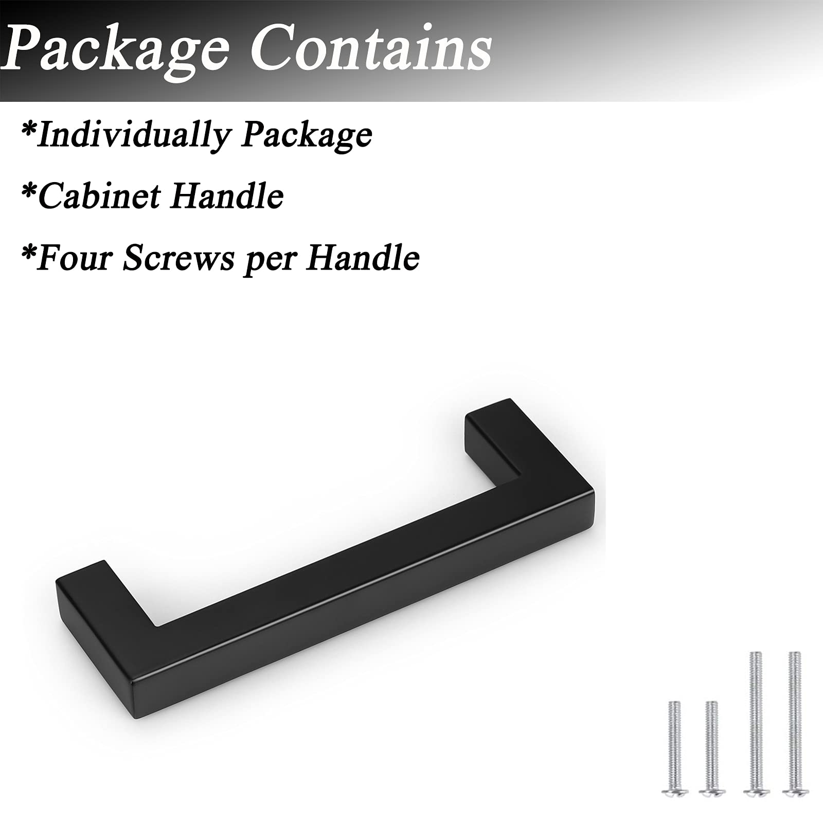 Probrico 100 Pack Black Kitchen Cabinet Pulls - 4 Inch Hole Center Stainless Steel Drawer Handles, Square Corner Bar Pulls for Dresser & Cabinets - Durable Hardware for Modern Kitchen, Bathroom & Office Furniture