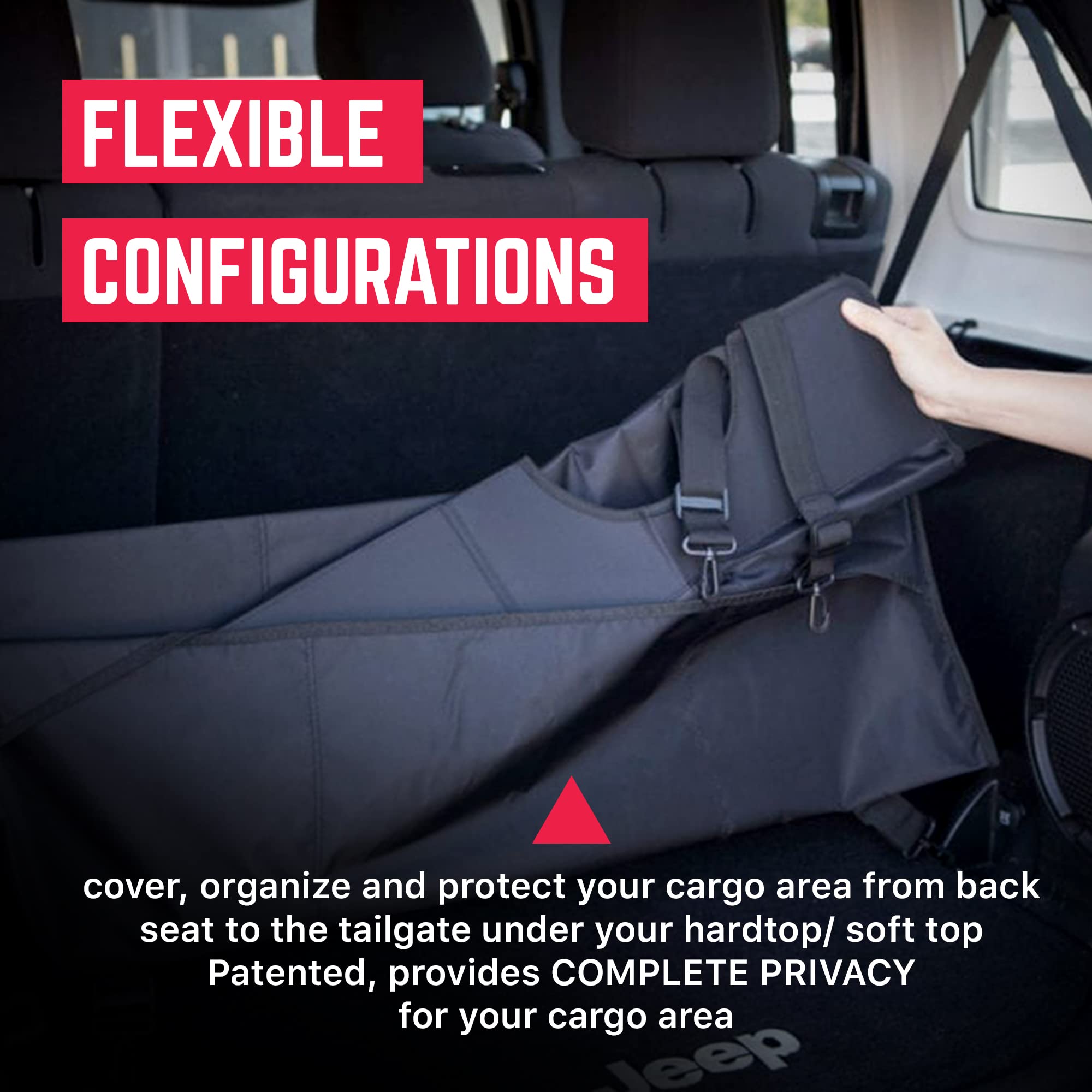GPCA Car Trunk Organizer - Multifunctional Cargo Organizer for Jeep Wrangler JL, JK, 4xe (2DR & 4DR) | Easy Install Backseat Pocket & Tailgate Cover | Perfect for Road Trips, Camping & Outdoor Adventures