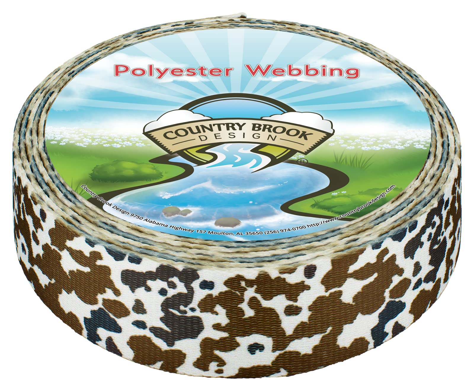 Country Brook Design - Stylish Cow Print Polyester Webbing for Crafts, DIY Projects & Fashion Accessories | Perfect for Handbags, Belts & Home Decor