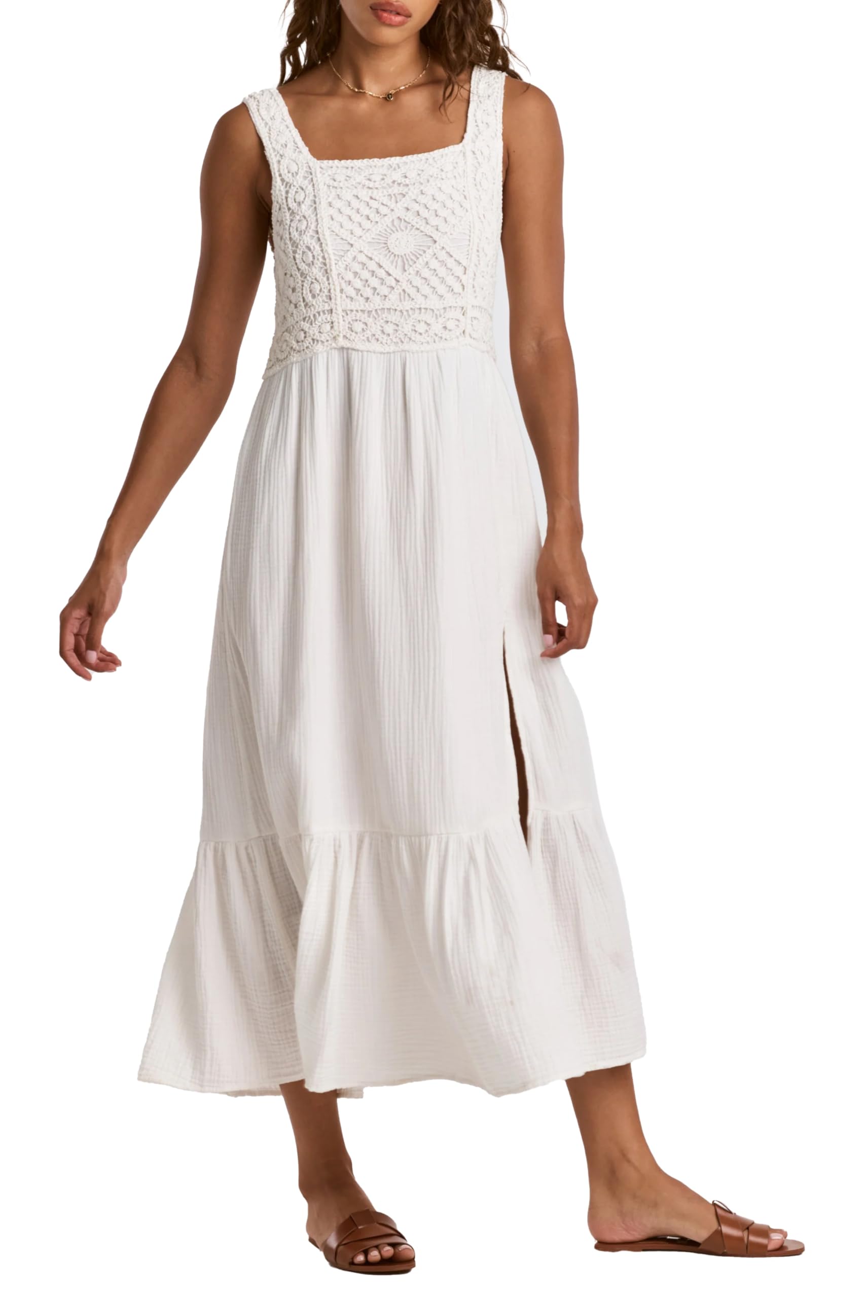 DEAR JOHN Women's Chastity Embroidery Tank Dress - Floral Lace Summer Sundress for Beach, Wedding & Casual Wear