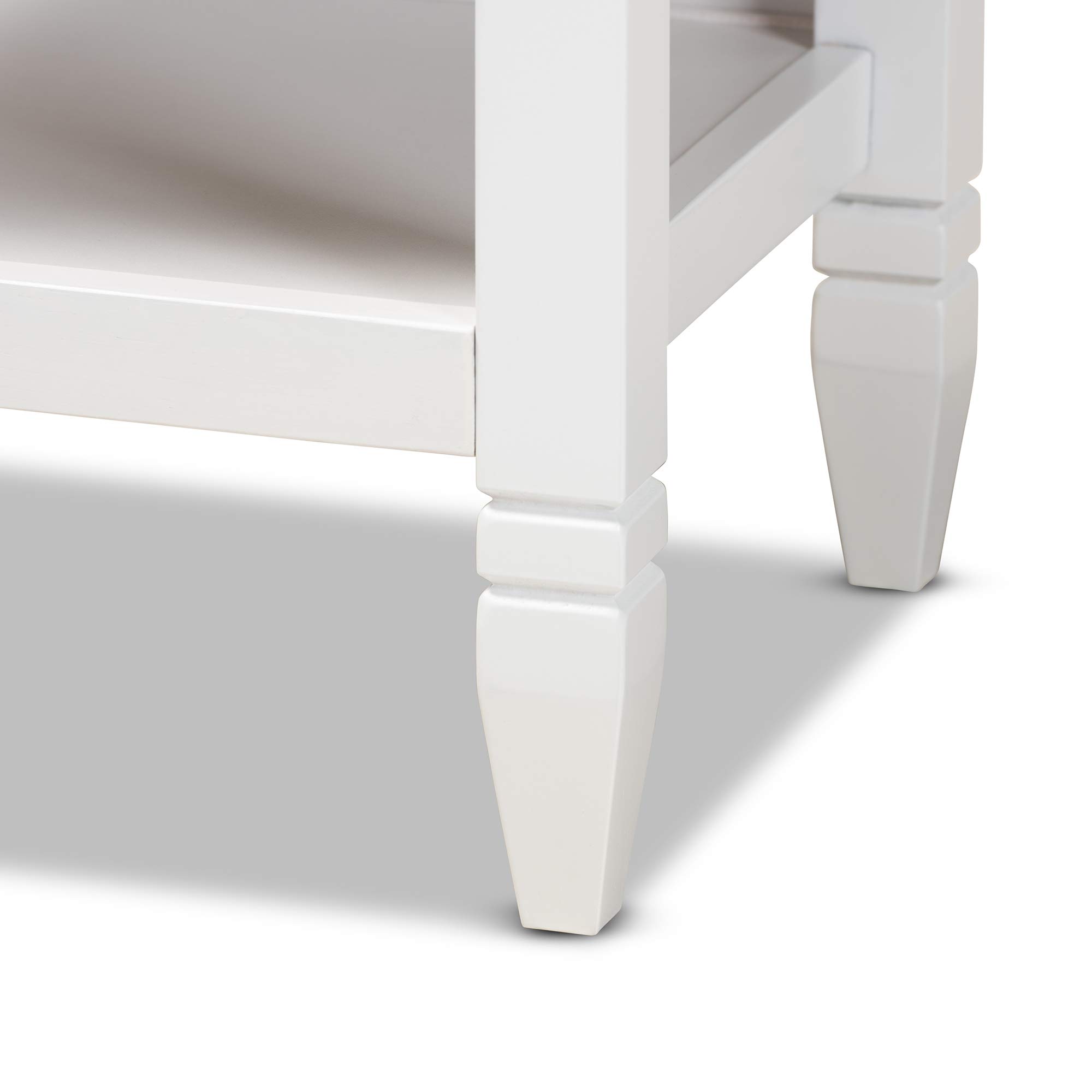 Baxton Studio Modern Nightstand with Gold Accents - White & Gold Bedside Table for Bedroom, Living Room, or Guest Room - Stylish Storage End Table with Drawer