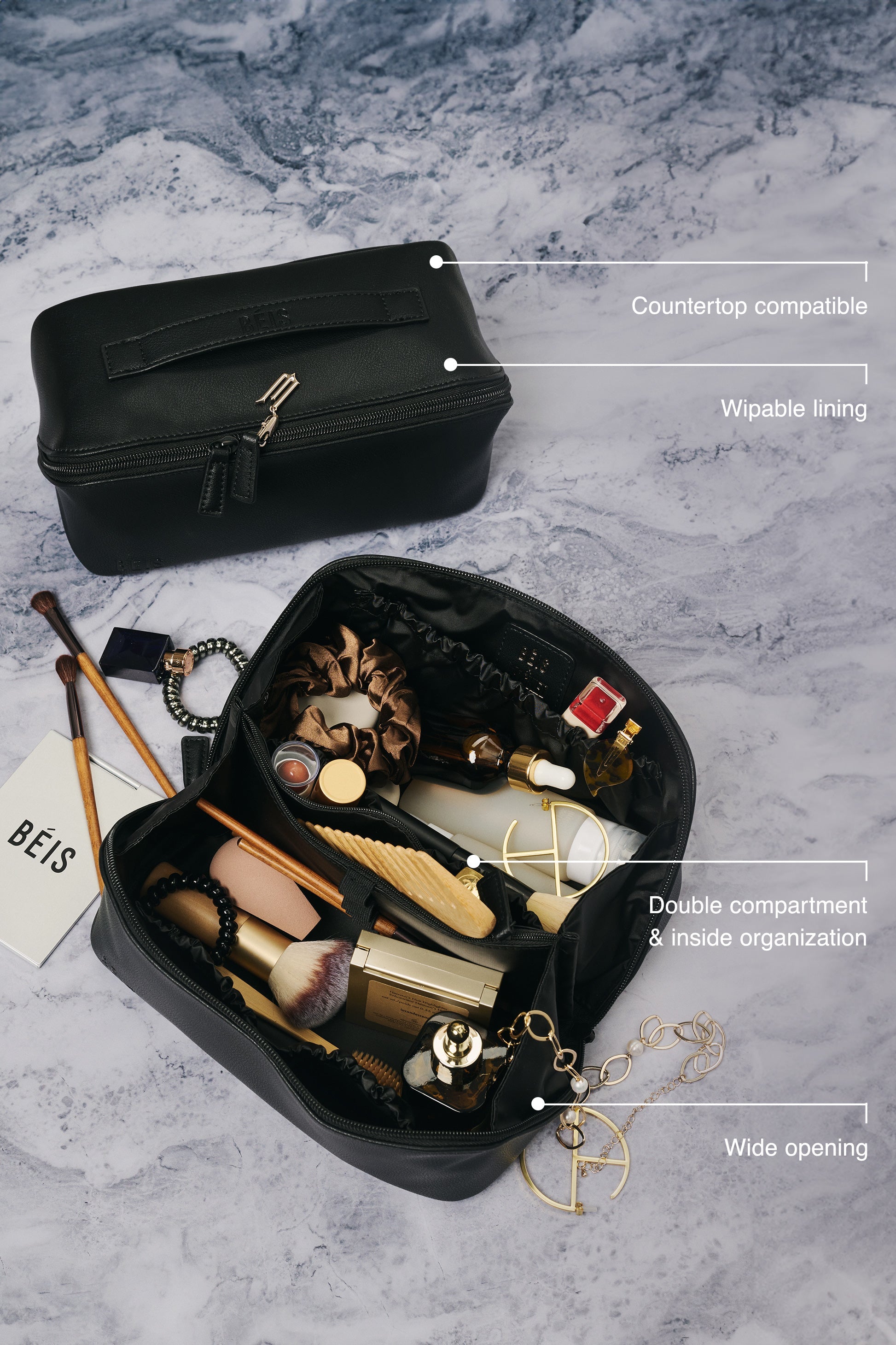 Premium Black Wicked Toiletry Kit - Travel Cosmetic Bag for Men & Women | Perfect for Gym, Camping & Business Trips