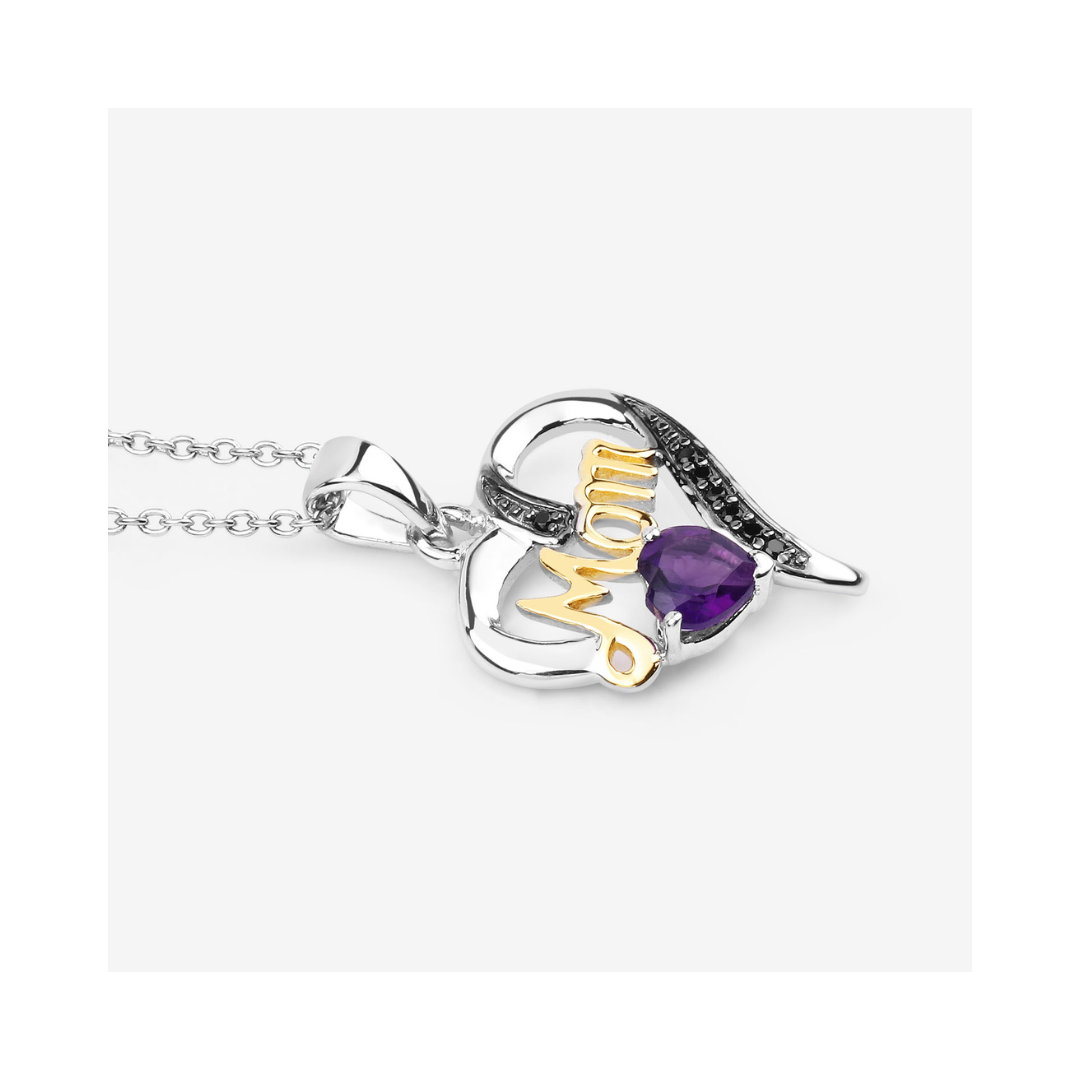 Genuine Amethyst Double Heart Pendant Necklace for Women - Perfect Gift for Mom, Valentine's Day & Mother's Day Jewelry