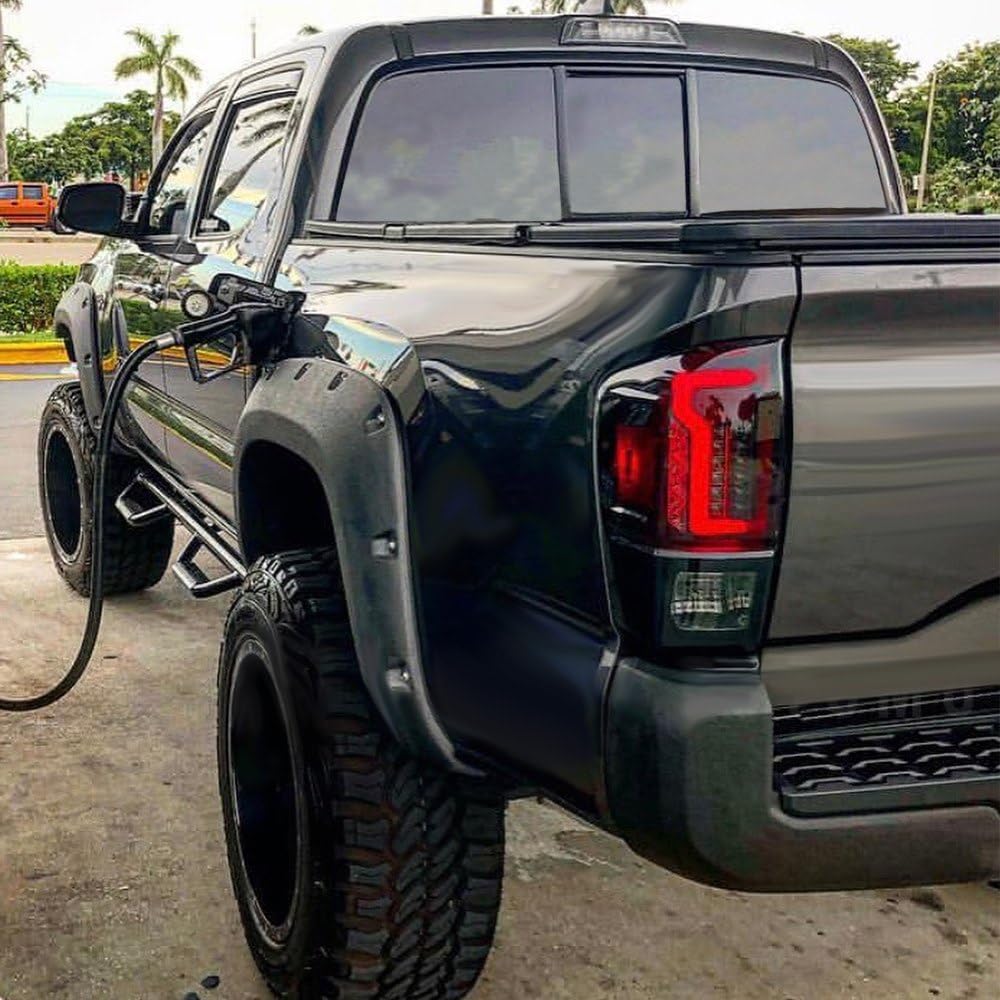 iJDMTOY Smoked Lens Full LED Taillight Lamps with LED Reverse Light Replacement Bulbs Kit for 2016-2023 Toyota Tacoma - Complete LED Tail, Brake, Running & Turn Signal Lights - Upgrade for Night Driving & Enhanced Safety