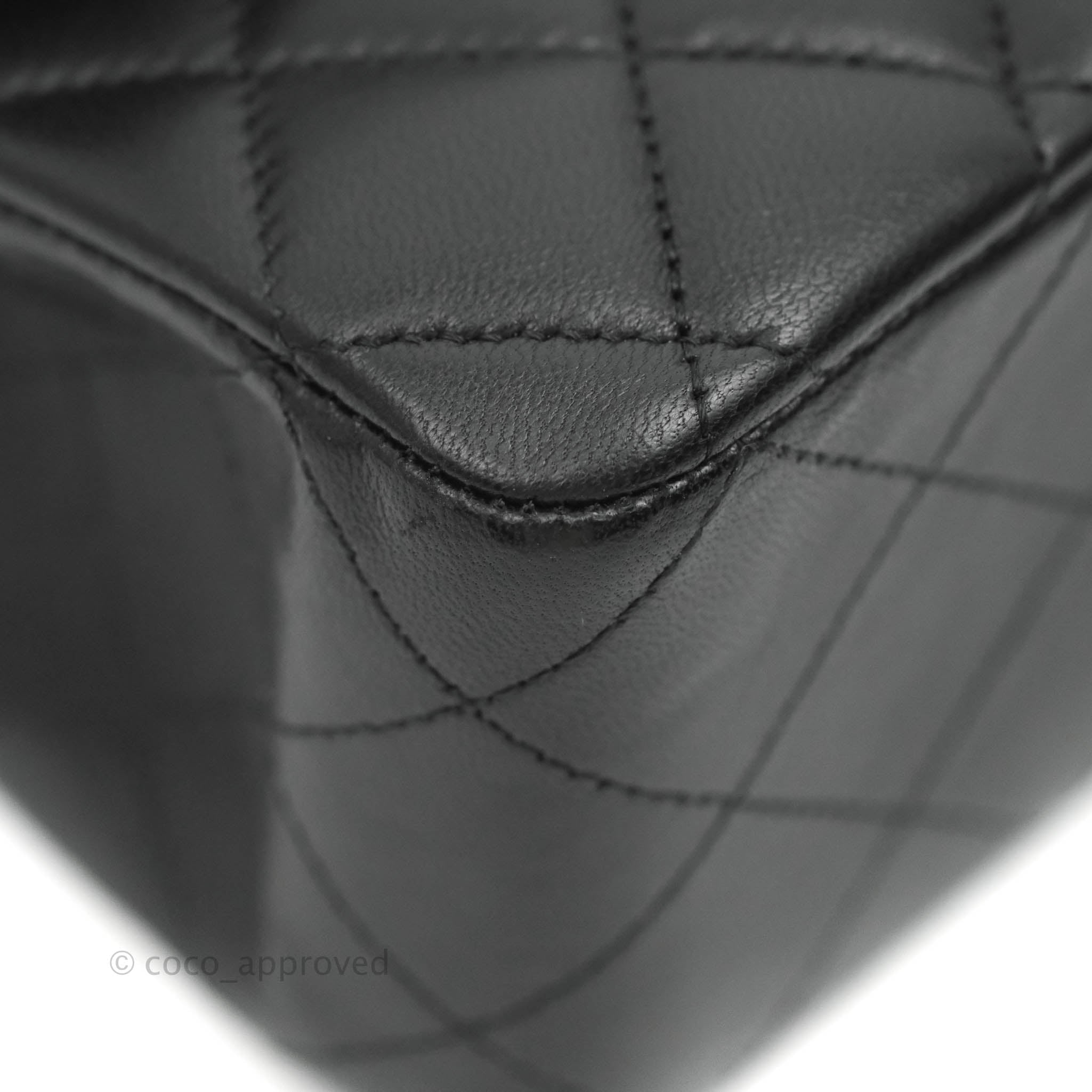 Chanel Classic M/L Medium Double Flap Bag - Black Lambskin Leather with Silver Hardware | Luxury Handbag for Women, Perfect for Work, Evening & Special Occasions
