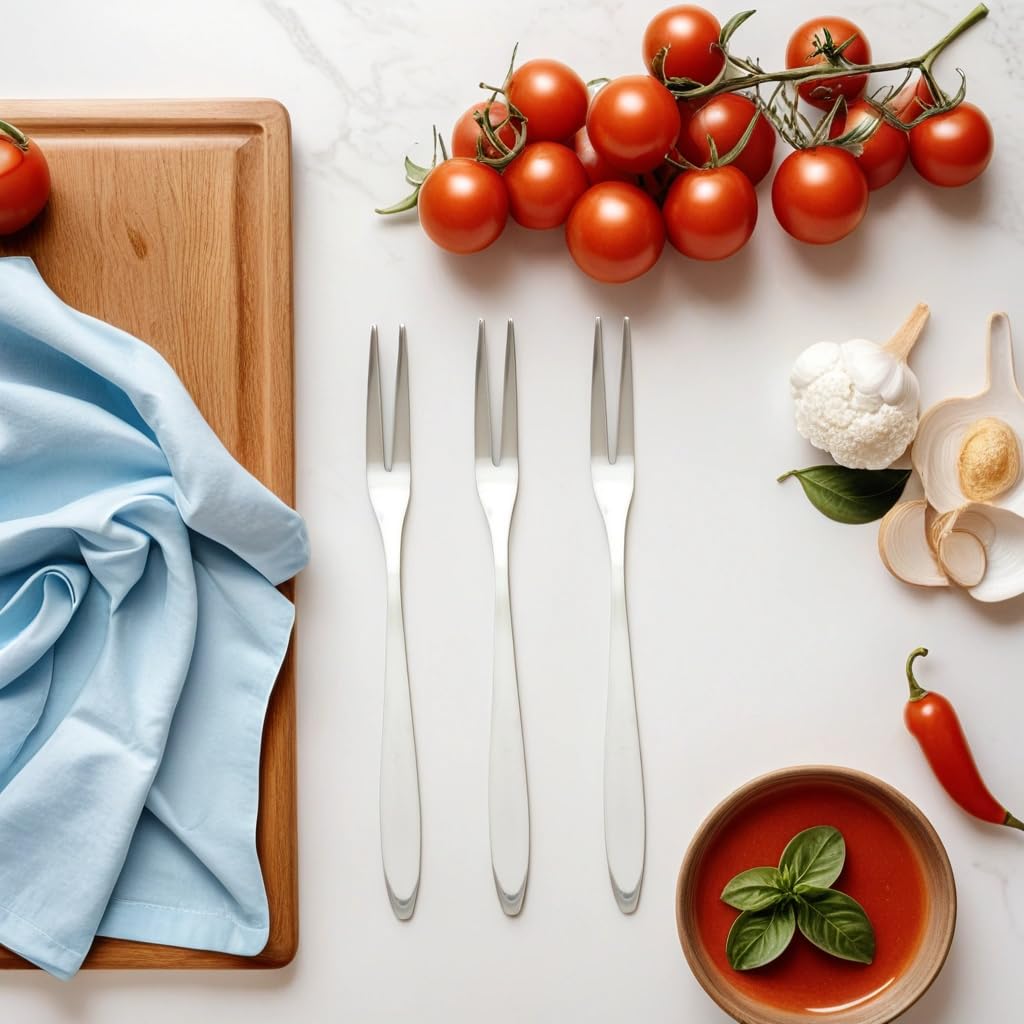 8-Piece Stainless Steel Pickle Forks Set - 5-Inch Handle Olive & Cocktail Forks, 2-Prong Dessert & Fruit Forks - Perfect for Pickles, Olives, Cocktails, Appetizers & Charcuterie Boards