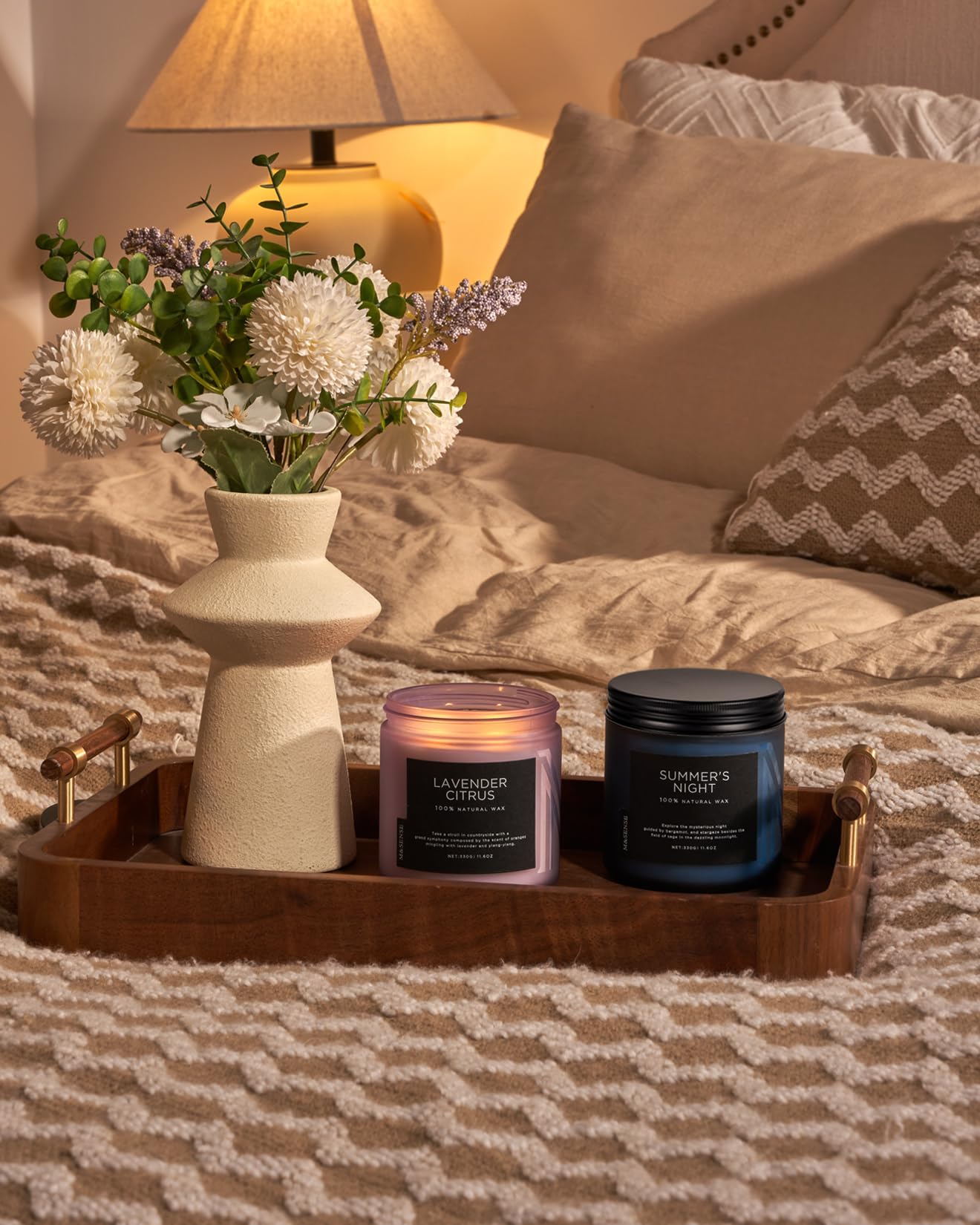 M&SENSE 11.6oz Lavender Citrus Scented Soy Candles - Aromatherapy Stress Relief Gifts for Women, 70 Hours Burn Time, Natural Home Fragrance for Spa, Bath, Yoga & Relaxation - Perfect Gift for Mom, Girlfriend or Teacher