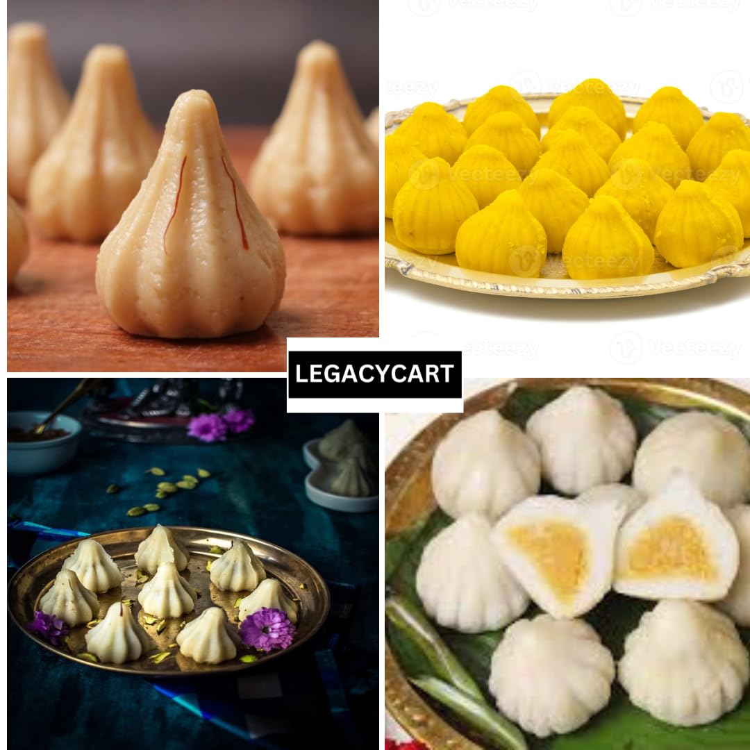 LEGACYCART 8-Piece Plastic Modak Maker Set - Food Grade Sacha Modak Mould for Chocolate & Mithai - Includes Key & Filling Sancha - Perfect for Indian Sweets, Festivals & Home Baking