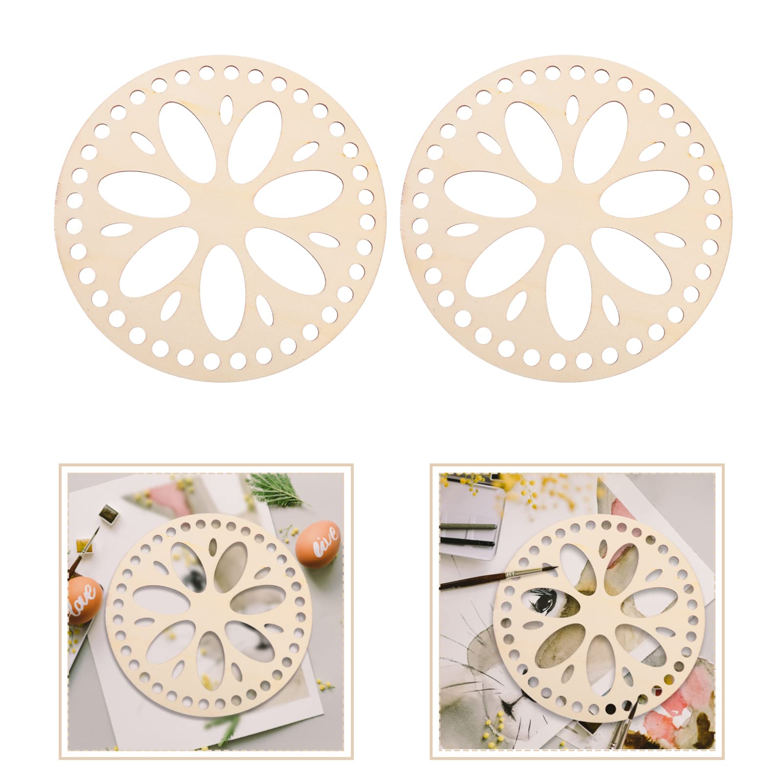 2pcs Handmade Wooden Bag Base Shaper - DIY Crochet Bag Bottom Support Pad for Handbags, Tote Bags & Purses - Perfect for Crafting, Knitting Projects & Gift Making
