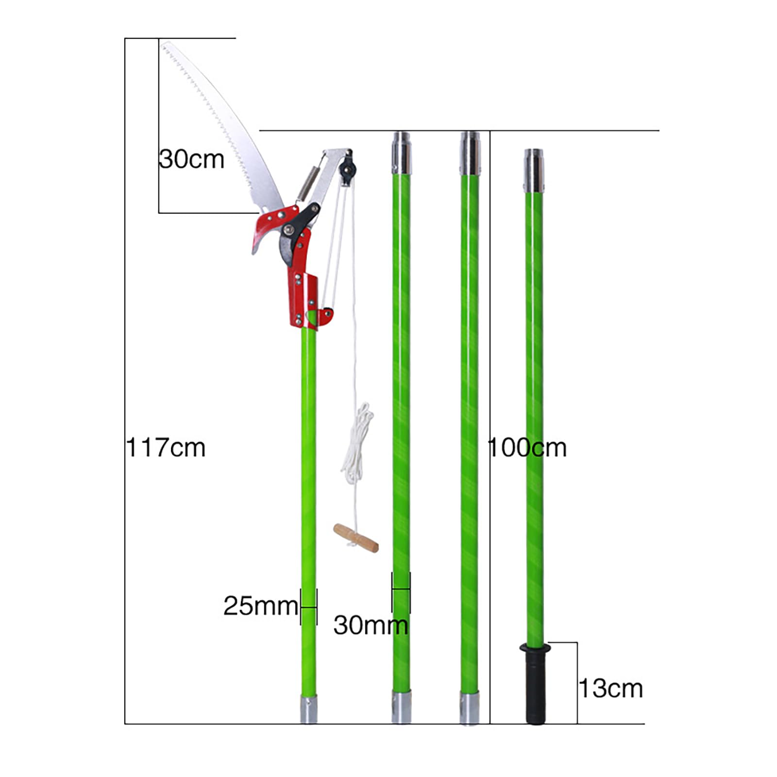 26FT Tree Pole Pruner with 8-Piece Extension - Professional Saw Trimmer Shear Cutter for Coconut & Palm Branches - Perfect for Garden Pruning, Landscaping & Tree Maintenance