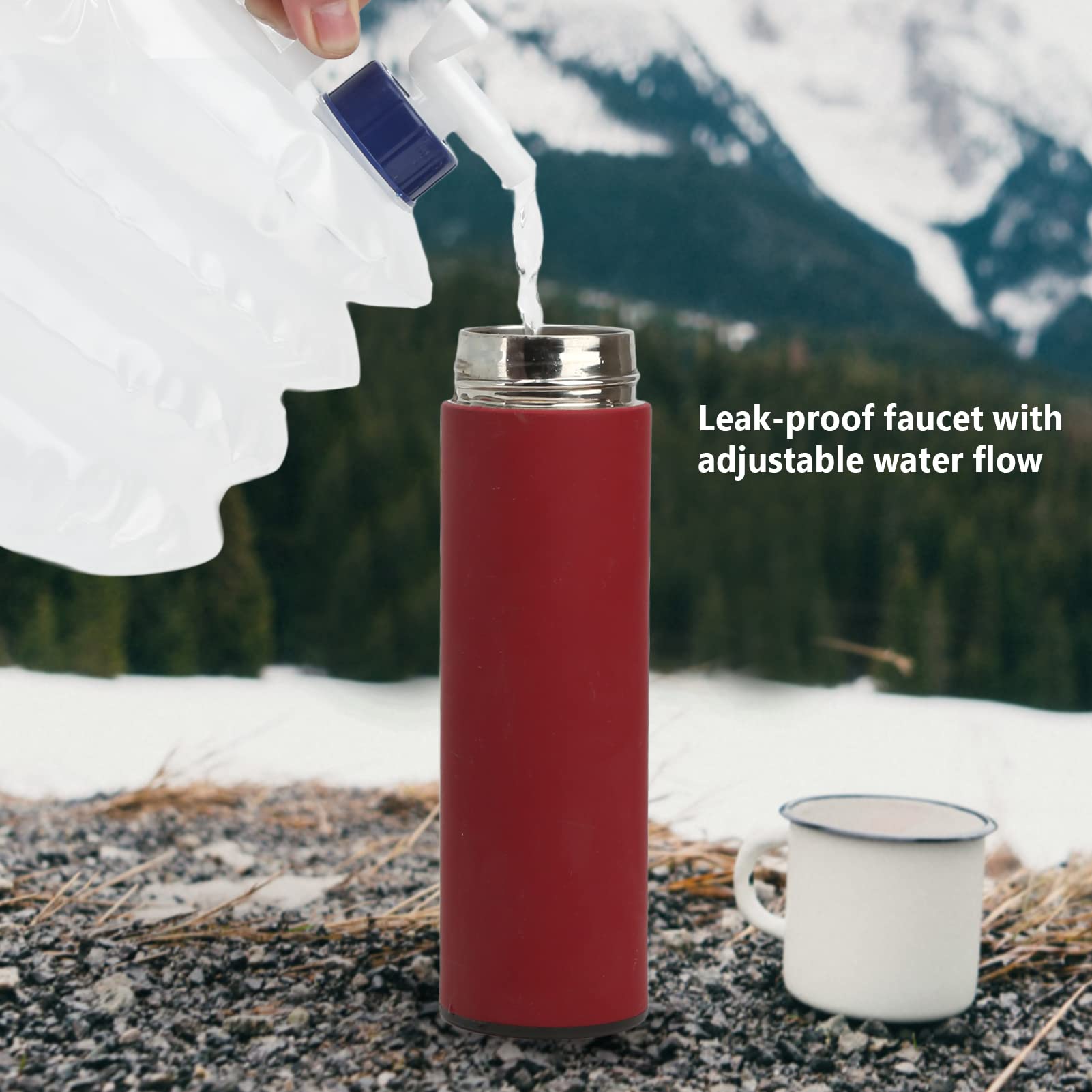 Aramox 10L Foldable Water Container with Spigot - Portable Collapsible Water Storage Jug for Outdoor Camping, Hiking, Climbing, Emergency Preparedness & Road Trips - BPA Free & Leak Proof Design