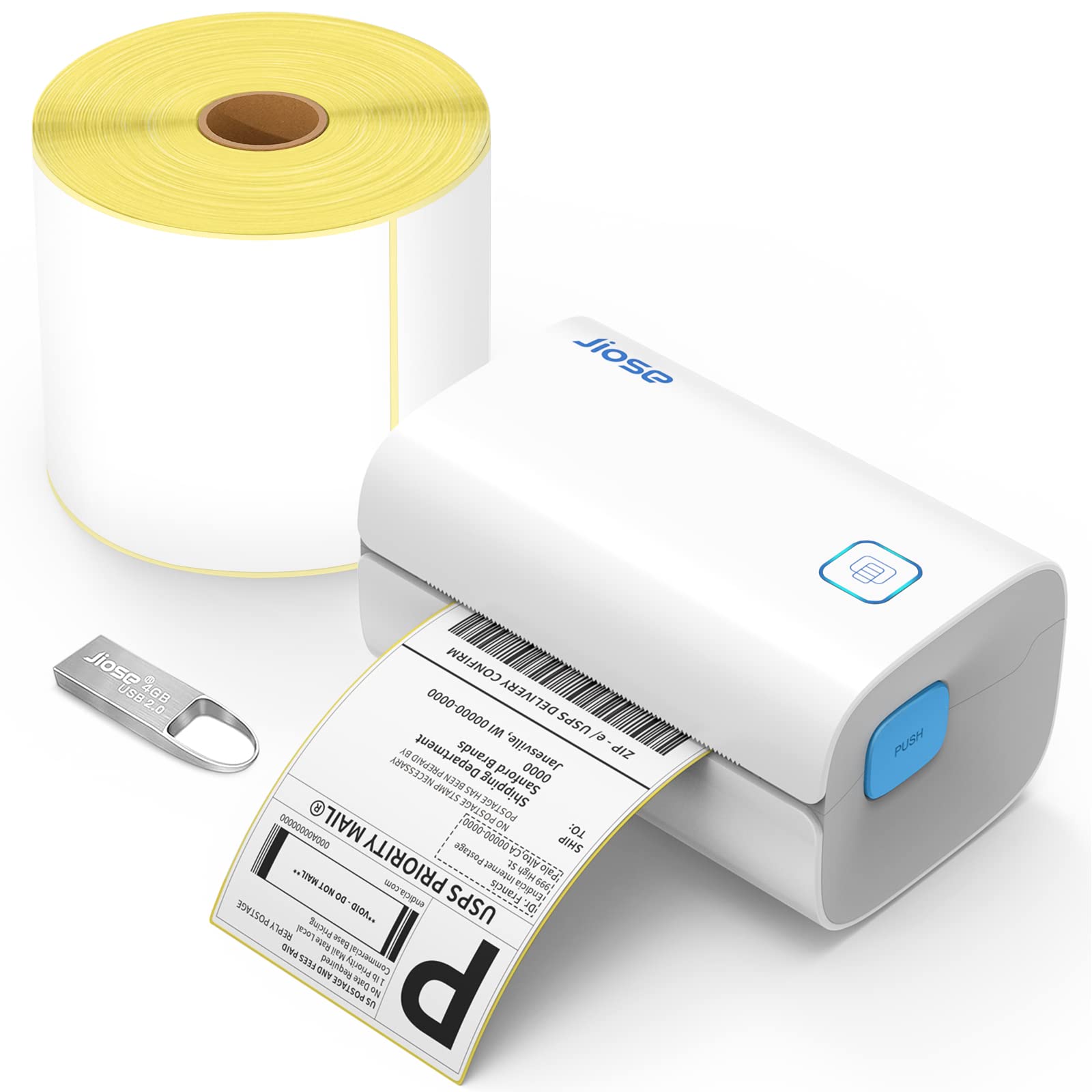 Jiose Thermal Label Printer with 500pcs Sticker Labels - Compatible with Shipping, Barcode & Inventory Labels for Amazon FBA, eBay, Shopify & Small Business Use