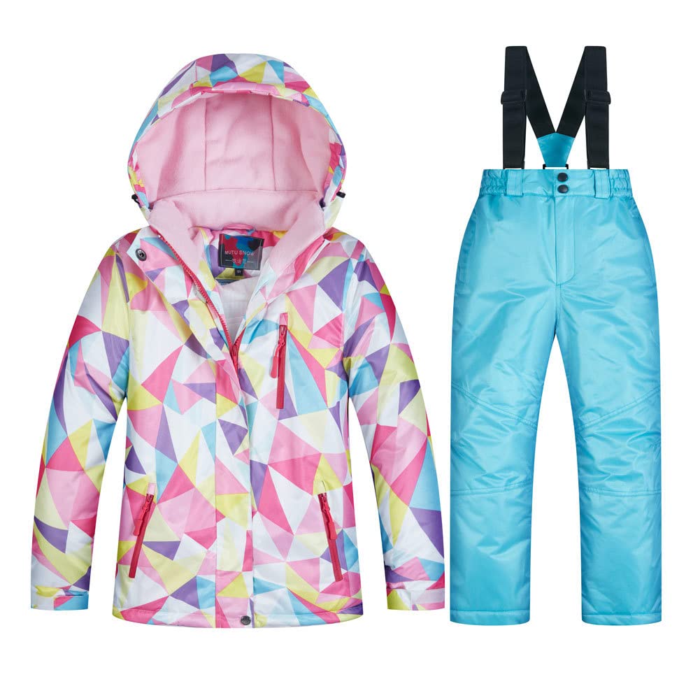 WOWULOVELY Girls Winter Ski Suit - Thick Warm Hooded Snowsuit Jacket & Pants Set for Toddlers - Perfect for Skiing, Snowboarding & Outdoor Winter Play
