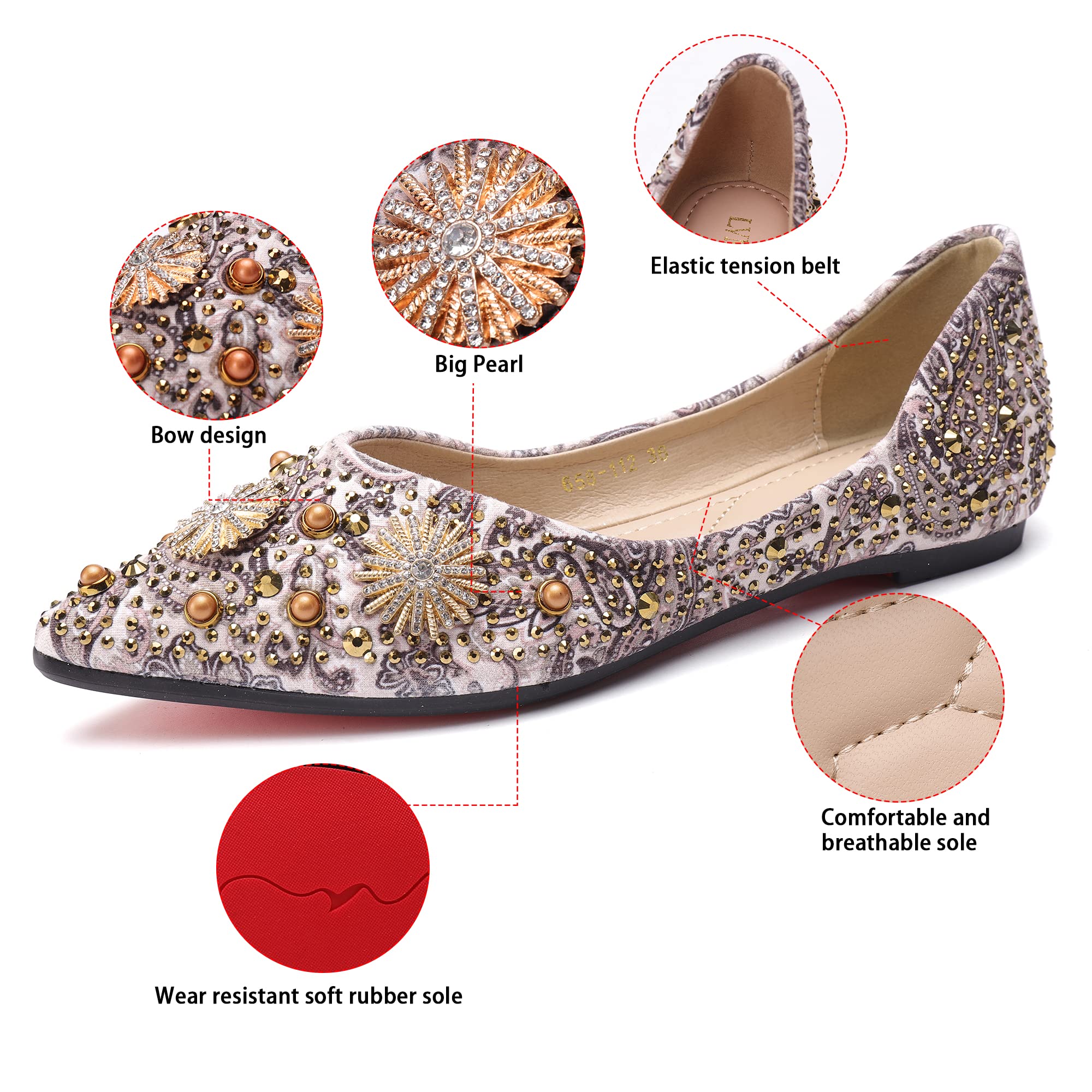 Pointed Toe Flats for Women - Elegant Slip-On Dress Shoes for Wedding, Work & Casual Wear | Comfortable Women's Fashion Flats for Office, Party & Everyday Use
