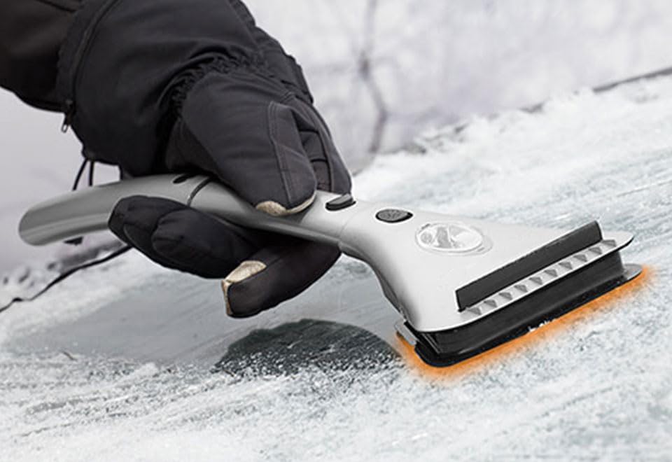 Sharper Image Heated Ice Scraper for Car Windshield - Winter Snow Removal Tool with Defrosting Function | Perfect for Cold Weather, Frosty Mornings & Icy Car Windows