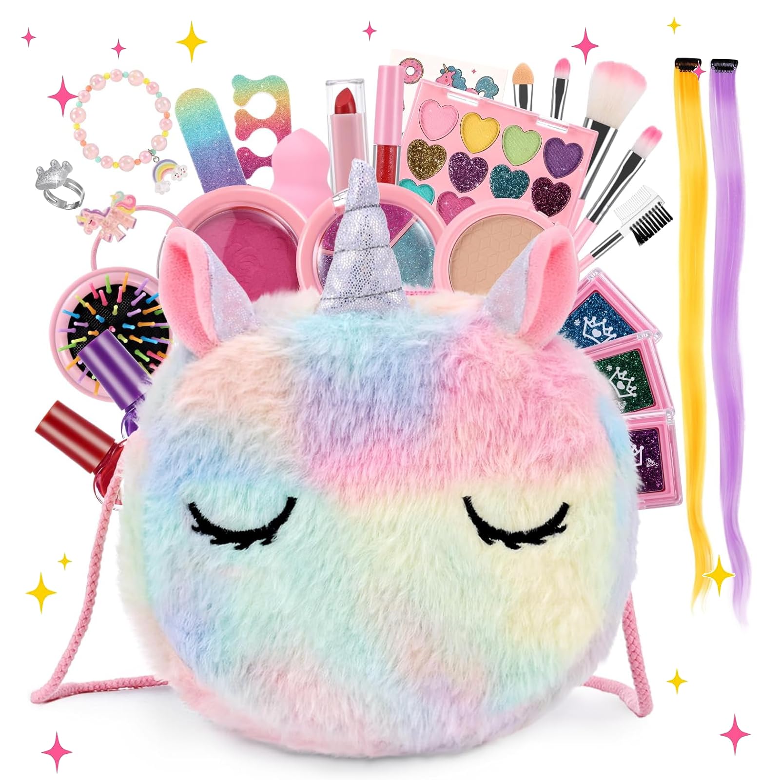Anpro Kids Makeup Kit - Safe & Washable for Girls 3-10, Birthday Gift & Playtime Fun