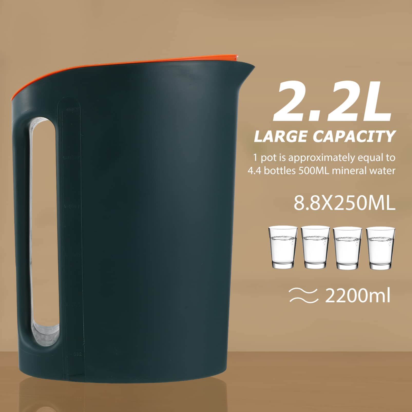 Insulated Cold Water Bottle - 64oz Leakproof Summer Beverage Pitcher with Handle, BPA-Free Plastic Water Container for Iced Tea, Lemonade & Juice - Perfect for Picnics, BBQs & Outdoor Parties