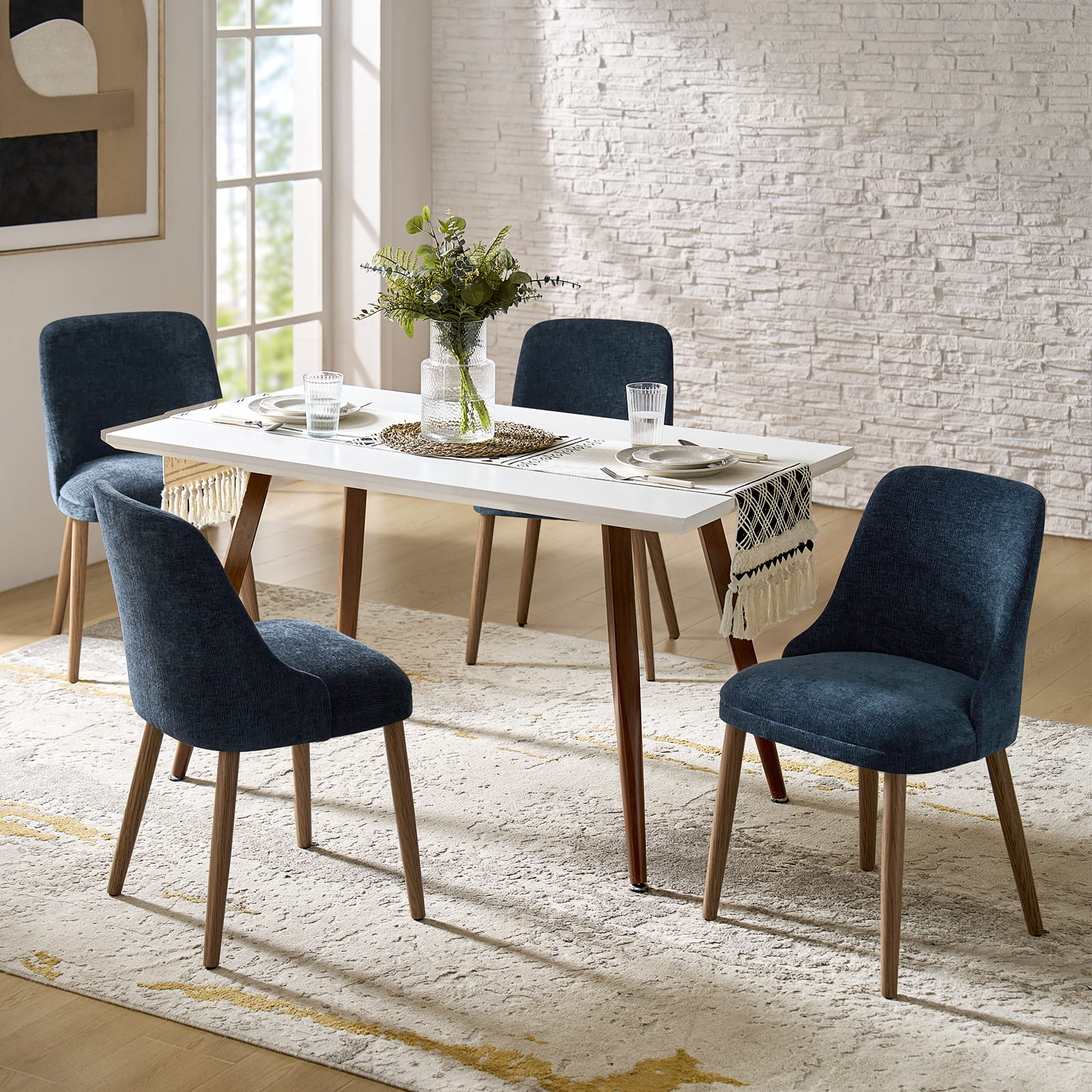 Zara Dining Chairs Set of 2/4/6 - Modern Curved Backrest with Natural Wood Legs & Plush Cushion - Perfect for Kitchen, Dining Room, or Breakfast Nook