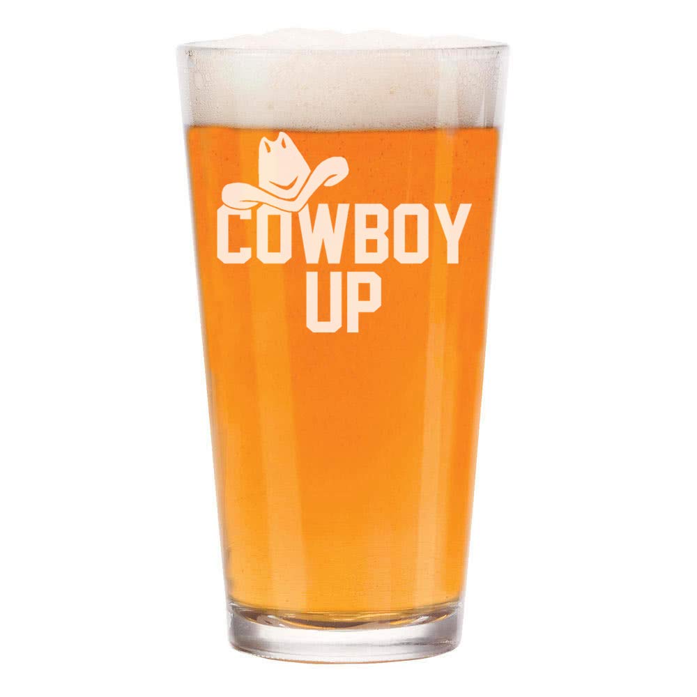 16 oz Beer Pint Glass with Cowboy Hat Design - Perfect for Western Themed Parties, Bars, and BBQ Gatherings