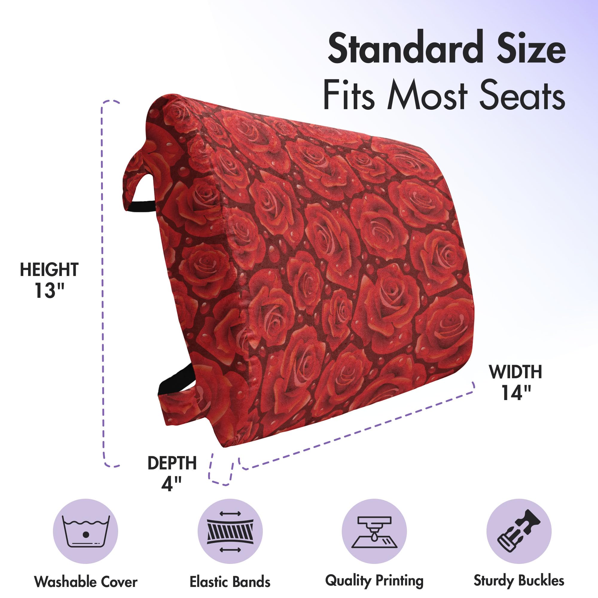 Ambesonne Rose Lumbar Support Pillow - High Density Foam for Office Chair & Car Seat - 14