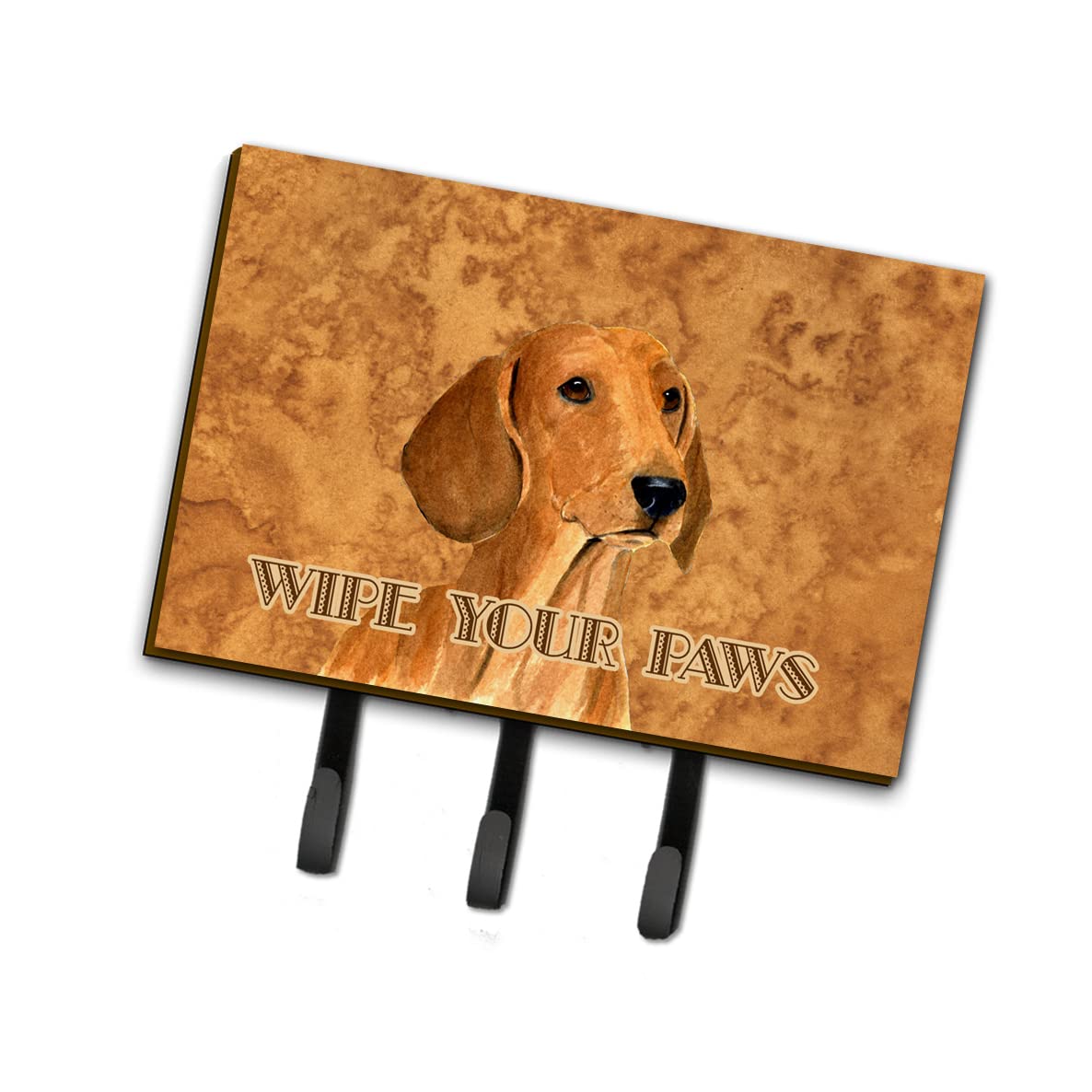 Red Dachshund 'Wipe Your Paws' Wall Hook Organizer - Key Holder, Coat Rack & Leash Hanger for Entryway, Kitchen, or Bathroom | Perfect for Hanging Keys, Towels, Aprons & Pet Accessories
