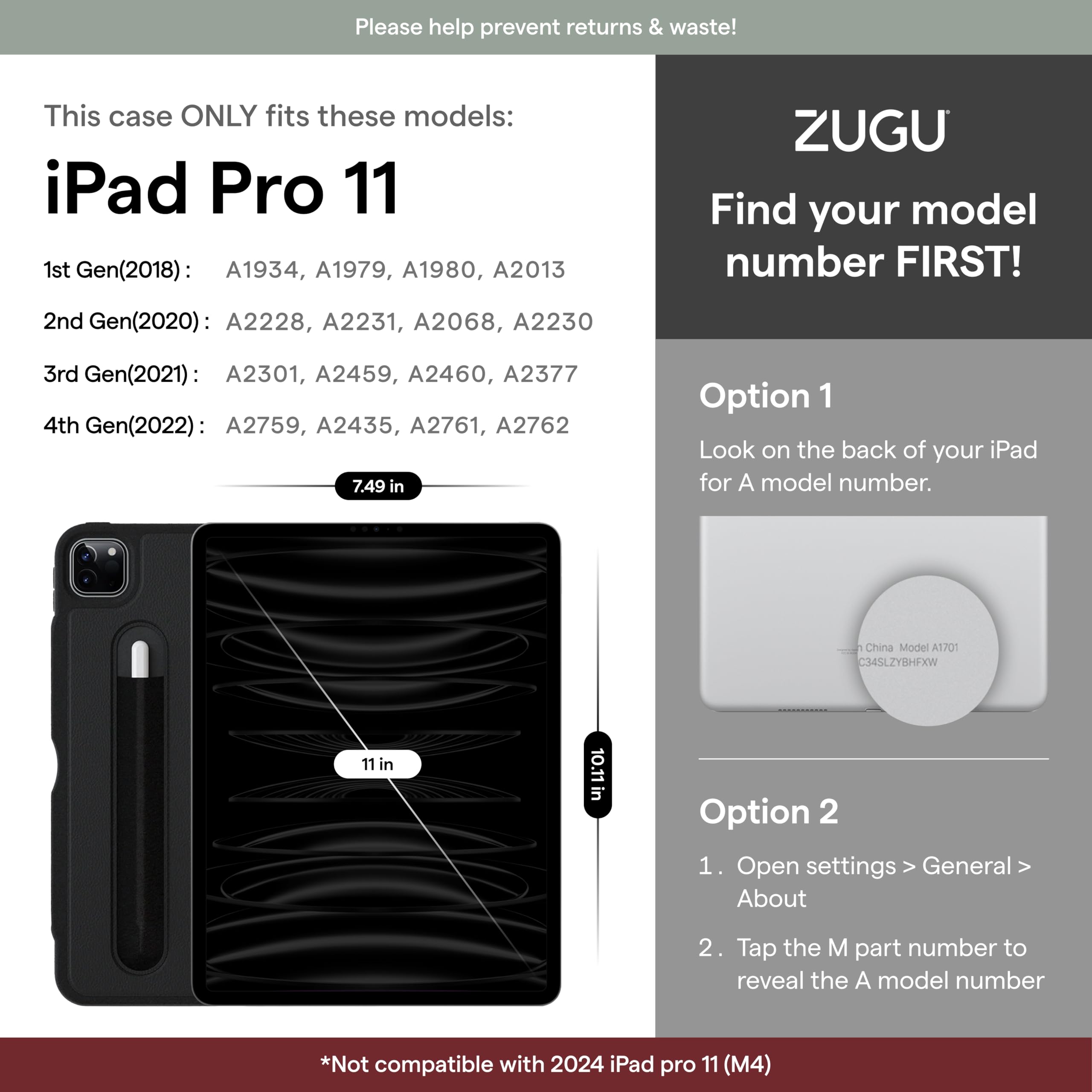 ZUGU iPad Pro 11 Inch Case (1st/2nd/3rd/4th Gen 2018-2022) - Slim Protective Cover with Magnetic Stand, Wireless Apple Pencil Charging & Auto Sleep/Wake | Perfect for Work, Travel & Home Use - Cherry Red