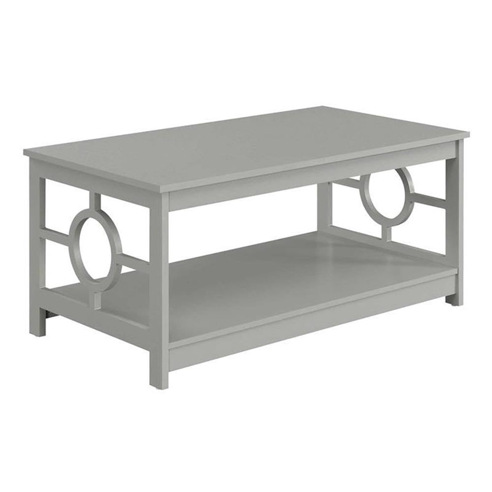 Gray Wood Finish Pemberly Row Coffee Table with Lower Shelf - Perfect for Living Room, Lounge & Home Decor