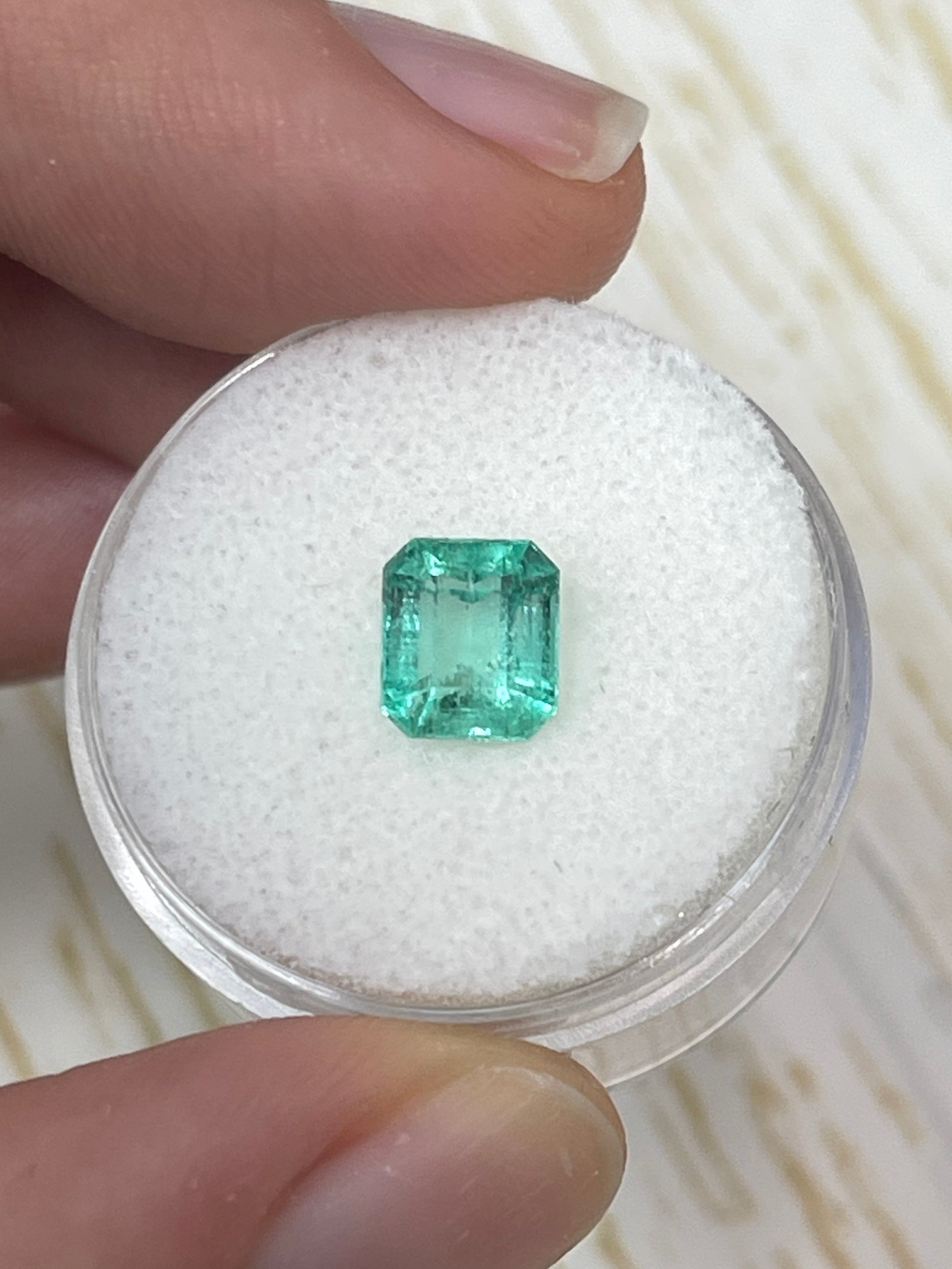 1.59 Carat 7x6mm Pastel Green Natural Loose Colombian Emerald Gemstone - Emerald Cut for Jewelry Making, Engagement Rings & Collector's Pieces
