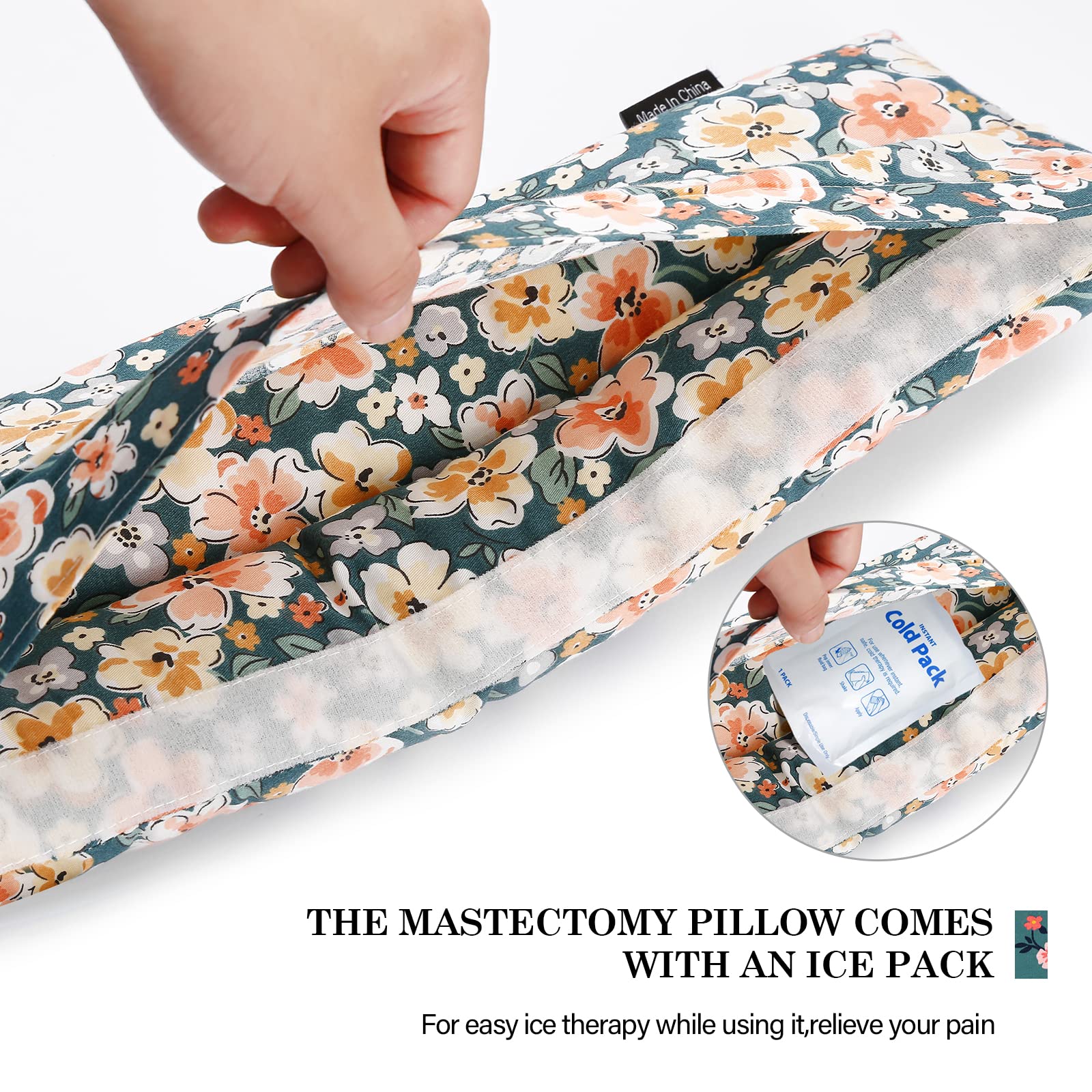 Post-Surgery Mastectomy Pillow with Pocket - Comfort for Chemo & C-Section Recovery (Green) - Car & Home Use