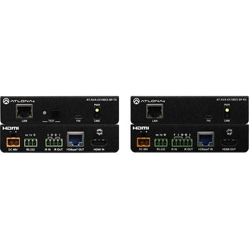 Atlona AT AVA EX100CE BP KIT HDMI Video Extender Transmitter and Receiver Kit - 4K Ultra HD, 100m Range for Home Theater & Professional AV Installations