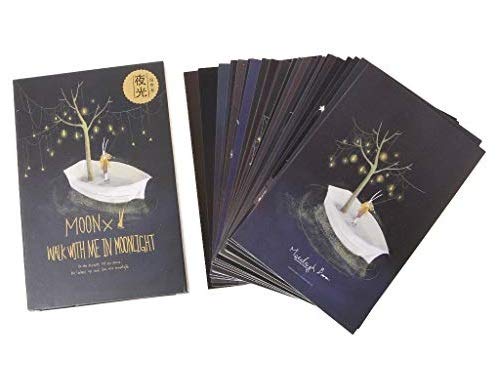30pcs Glow in the Dark Moon Postcards - Vintage Luminous Greeting Cards for Christmas, Birthdays & Special Occasions - Perfect for Nighttime Decor, Party Favors & Unique Gifts