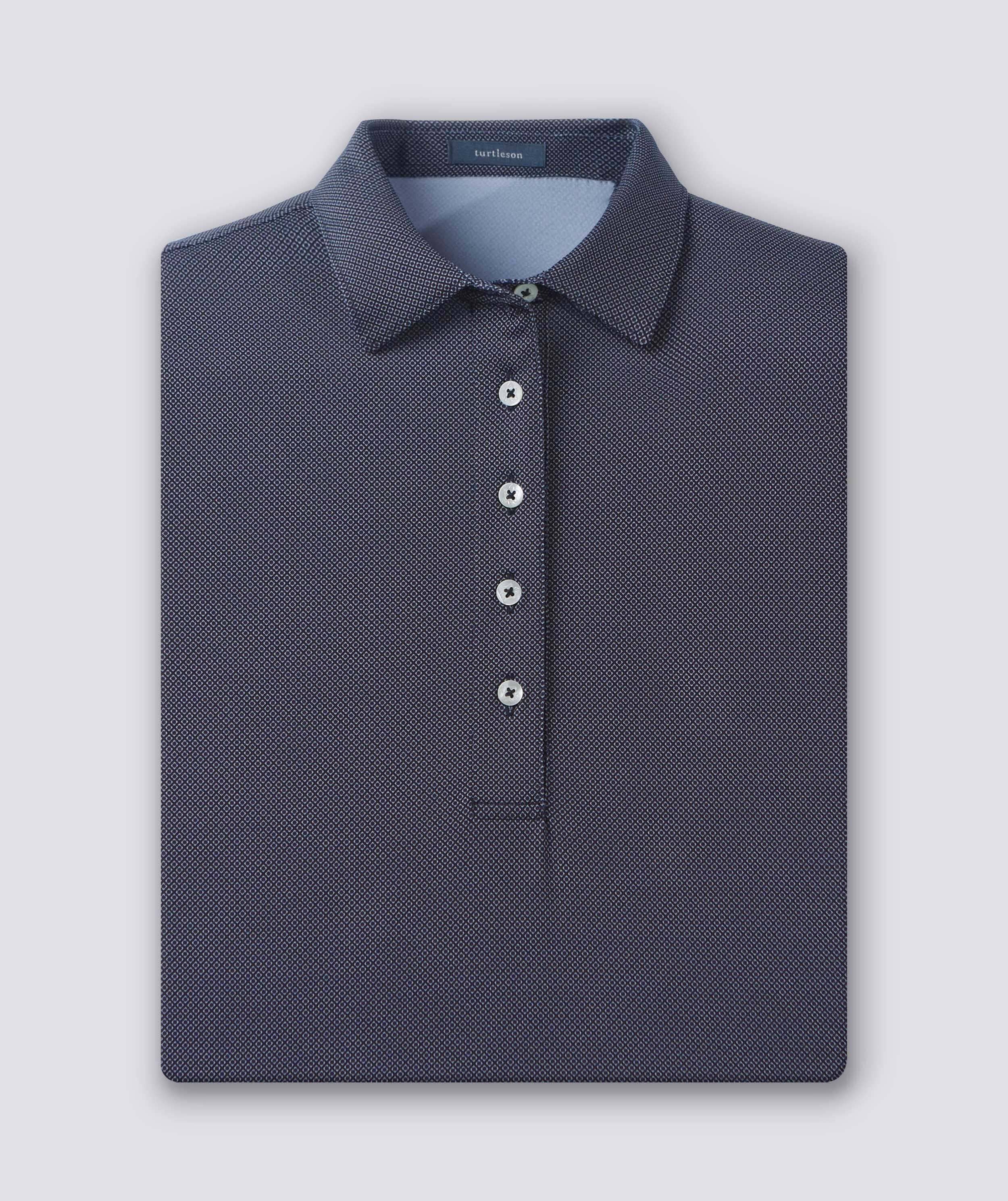 Women's Clare Mini Diamond Jacquard Performance Polo Shirt - Breathable Moisture-Wicking Golf & Tennis Top for Active Lifestyle