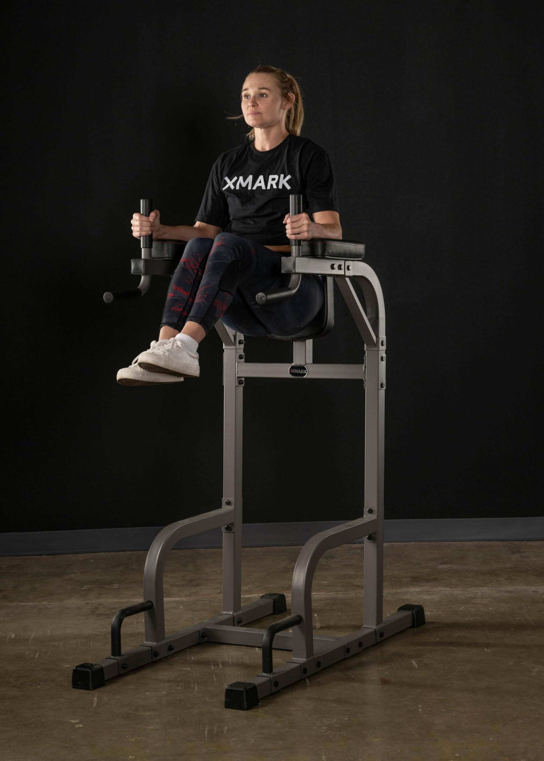 **XMARK Commercial Knee Raise & Dip Stand with Push Up Station - Heavy Duty Captain's Chair for Upper Body & Core Workouts - Home Gym & Commercial Fitness Equipment**    *(Perfect for Home Gyms, CrossFit, and Strength Training - Build Abs, Arms, and Shoulders!)*