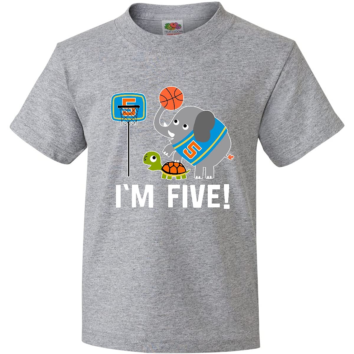 Inktastic Basketball 5th Birthday T-Shirt for 5 Year Old Boys - Youth Basketball Themed Birthday Gift for Kids - Perfect for Birthday Parties, Sports Events & Casual Wear