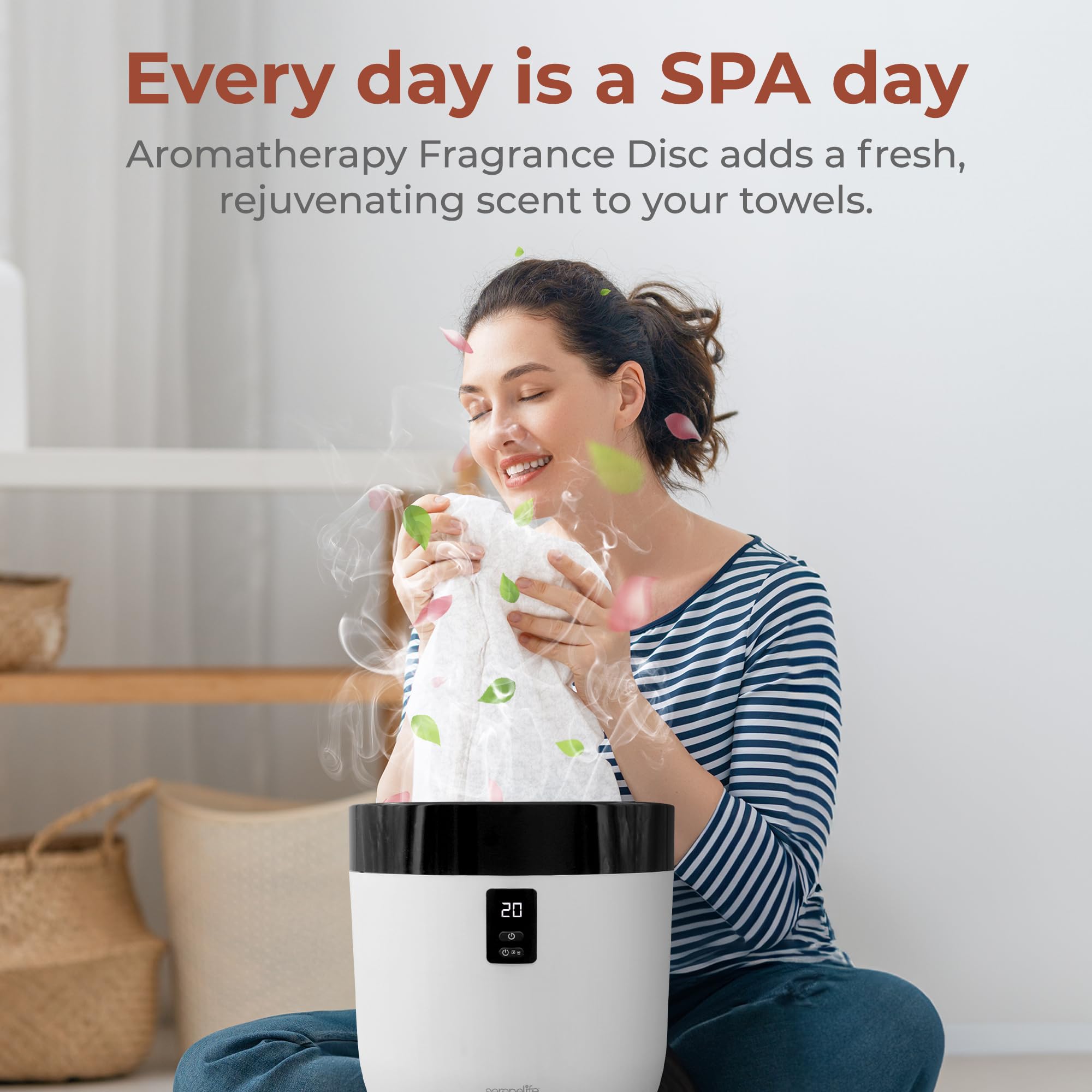 SereneLife Electric Bucket Warmer with Aromatherapy Scents - Adjustable Timer 20/40/60/90 Min - Perfect for Spa, Bathroom & Bedroom - Heats Towels, Blankets, Robes & Pajamas (Black) - Ideal for Relaxation, Self-Care & Gift Giving